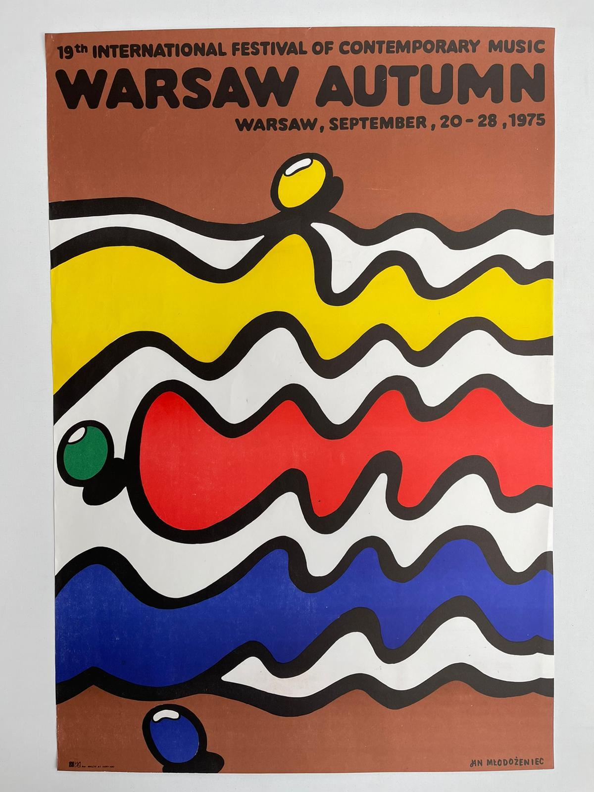Warsaw Autumn, Vintage Polish Music Poster by Jan Mlodozeniec, 1975 In Good Condition For Sale In London, GB