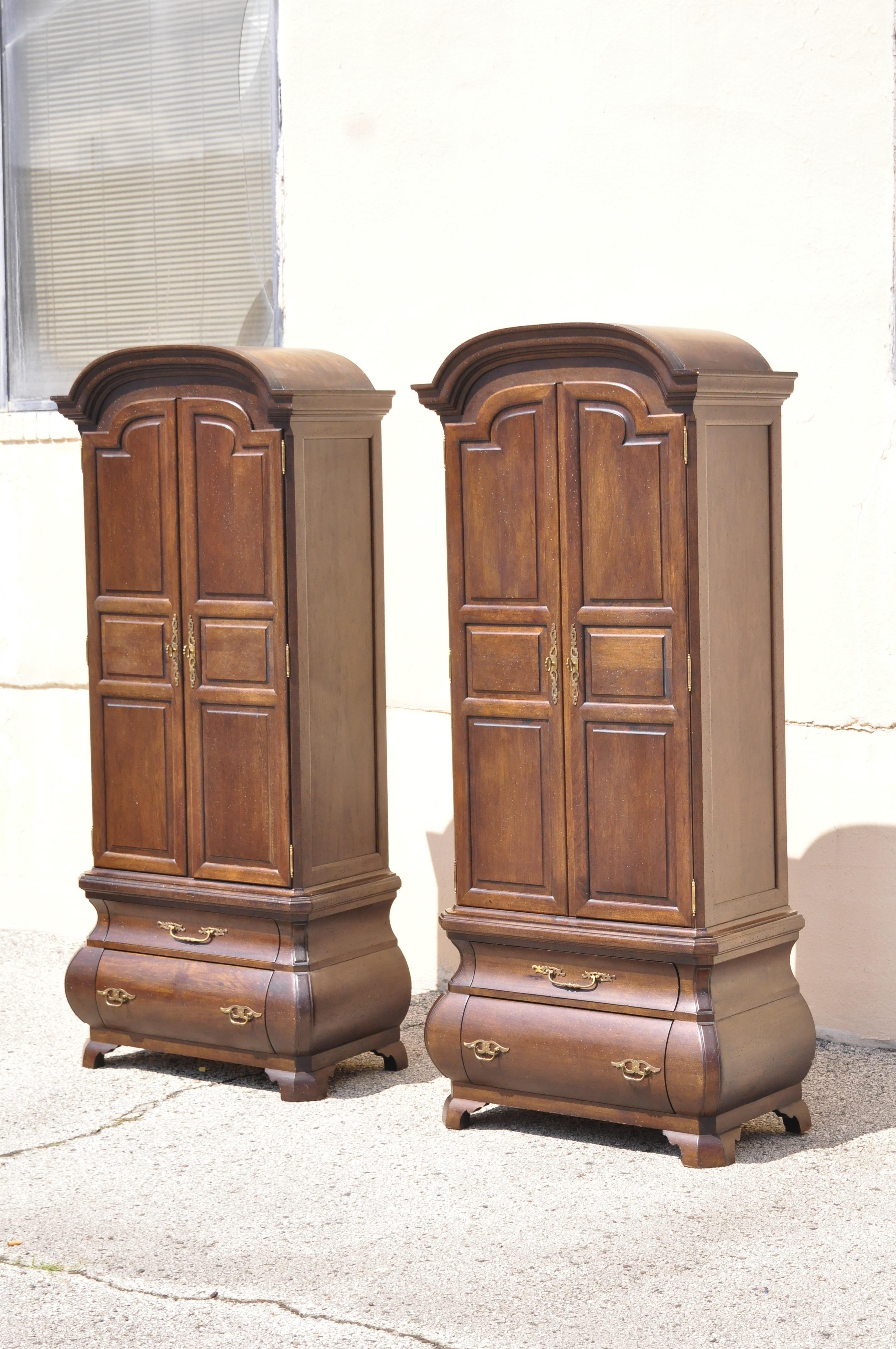 Warsaw Cabinetmaker French Provincial Bonnet Top Bombe Armoire Cabinets, a Pair For Sale 5