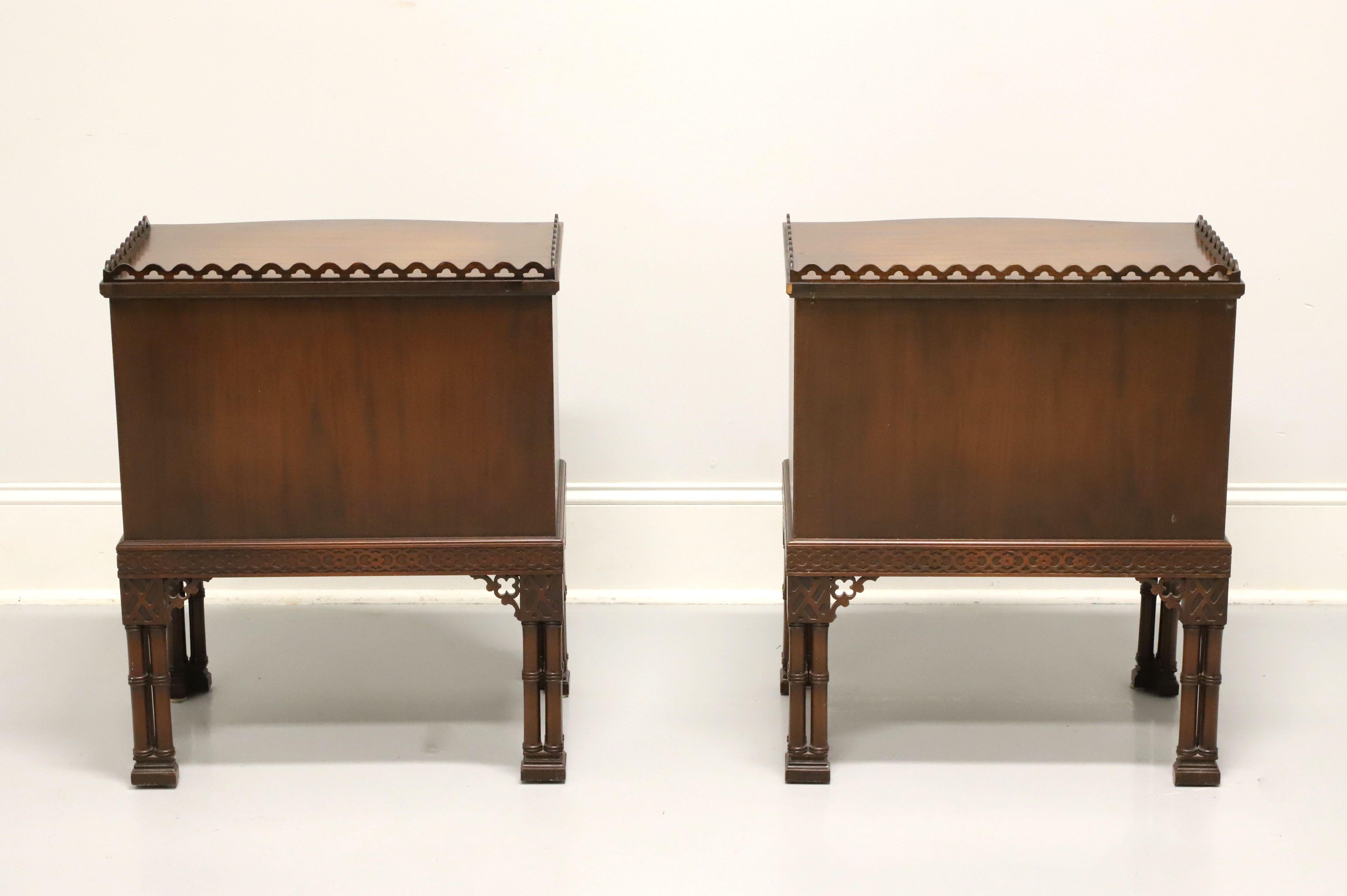 American WARSAW MFG Mahogany Chinese Chippendale Nightstands / Bedside Chests - Pair