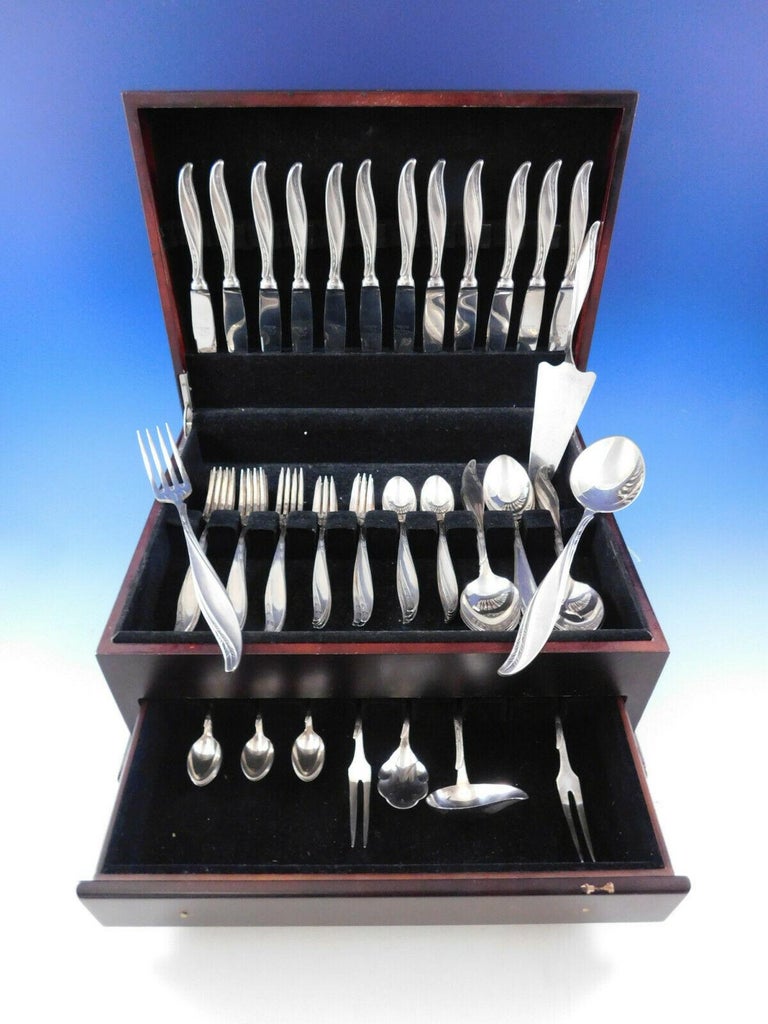 Warsaw Poland 800 Silver Flatware Set Service Polish Pine Spray design