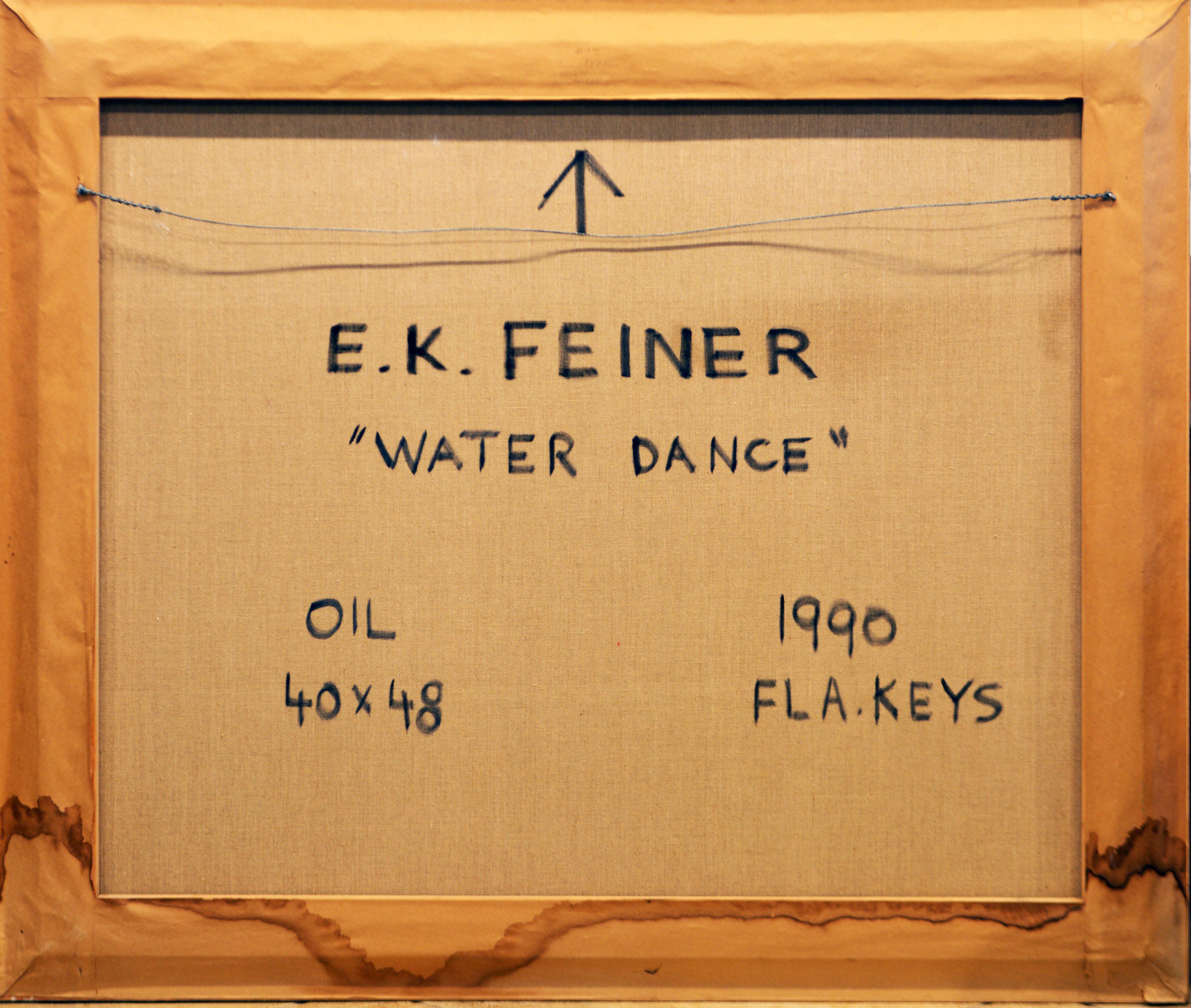„Wassertanz“ Großes abstraktes Ölgemälde von Elaine Kaufman Feiner, Florida Keys (Moderne der Mitte des Jahrhunderts) im Angebot
