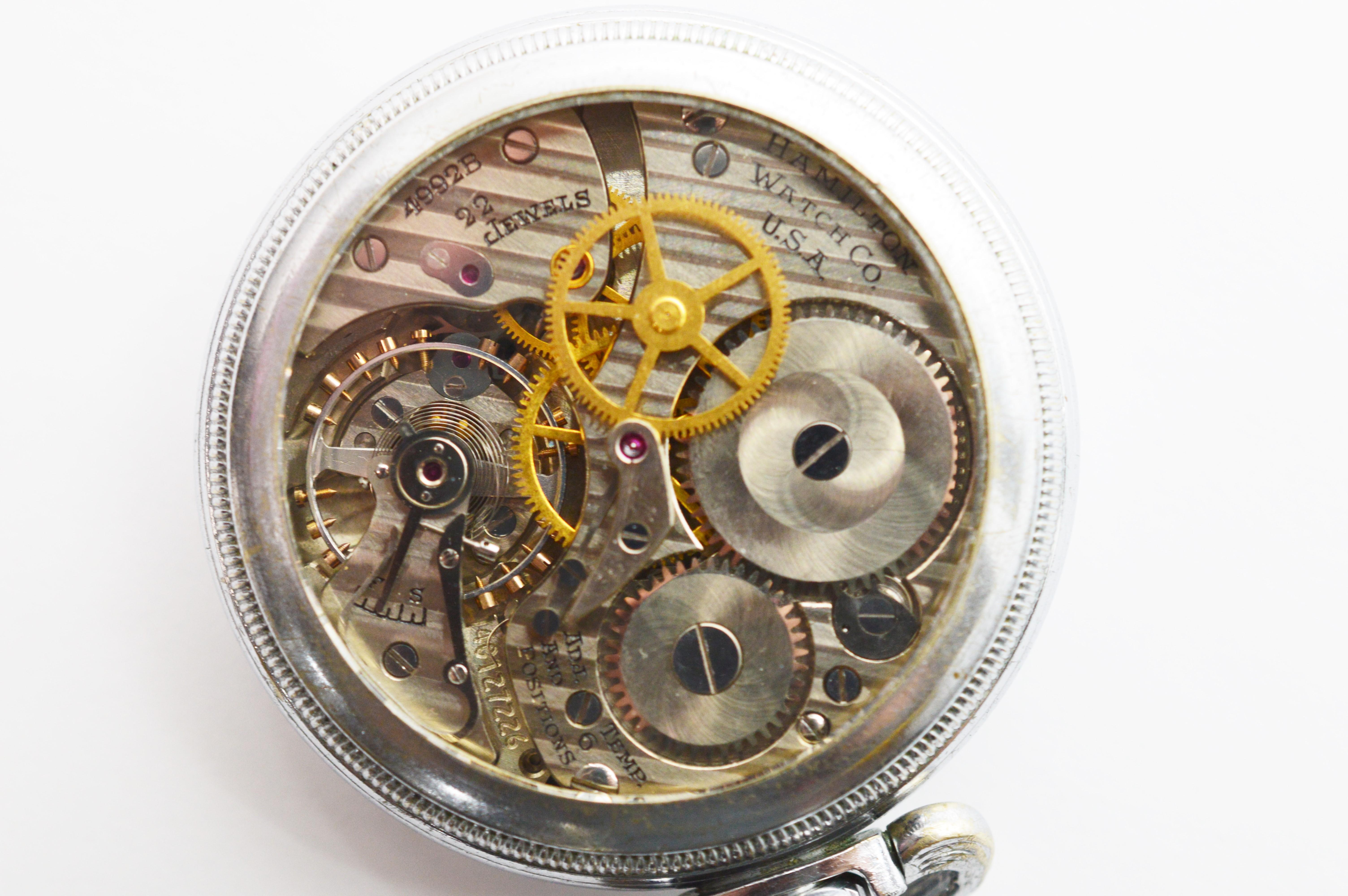 Men's Wartime Era Hamilton Watch Co. Railroad Grade Steel Skeleton Pocket Watch
