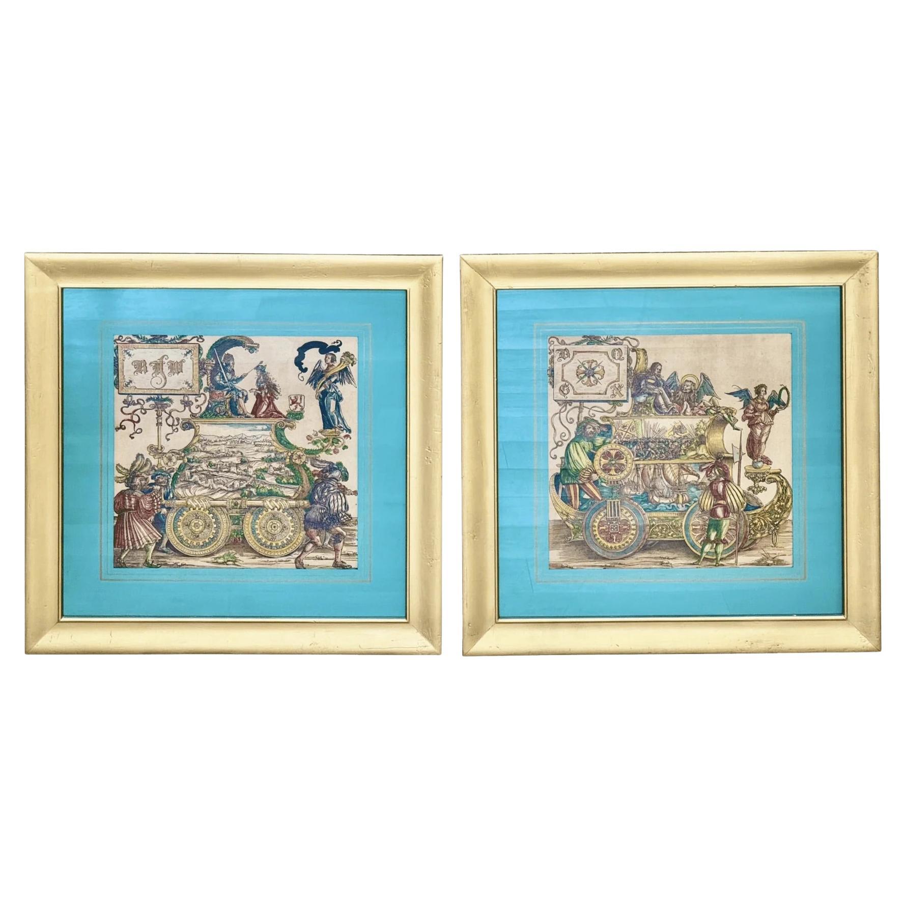 Triomphes en temps de guerre, Hans Burgkmair The Elder Gravures sur bois peintes à la main Ca. 1515-18 en vente