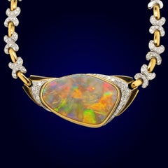 'Waru Wiru' 50.79 Carat Australian Opal, Diamond, 18K Gold & Platinum Necklace