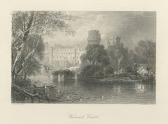 Warwick Castle on the Avon, Antique Steel Engraving after P. Skelton, circa 1876