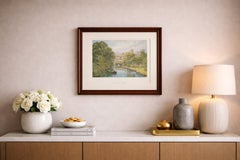 Warwick Castle River View, English Castle Landscape Engraving, c1850