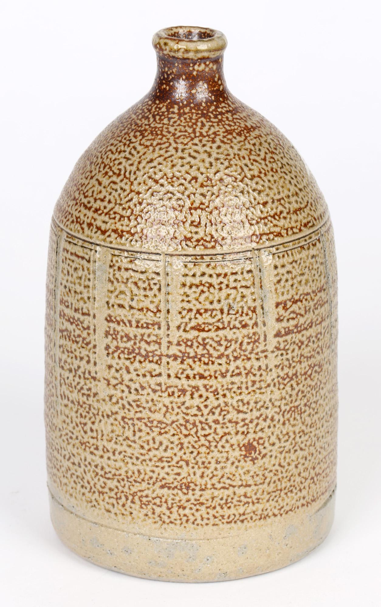 Modern Warwick Parker English Salt Glazed Studio Pottery Bottle Vase For Sale