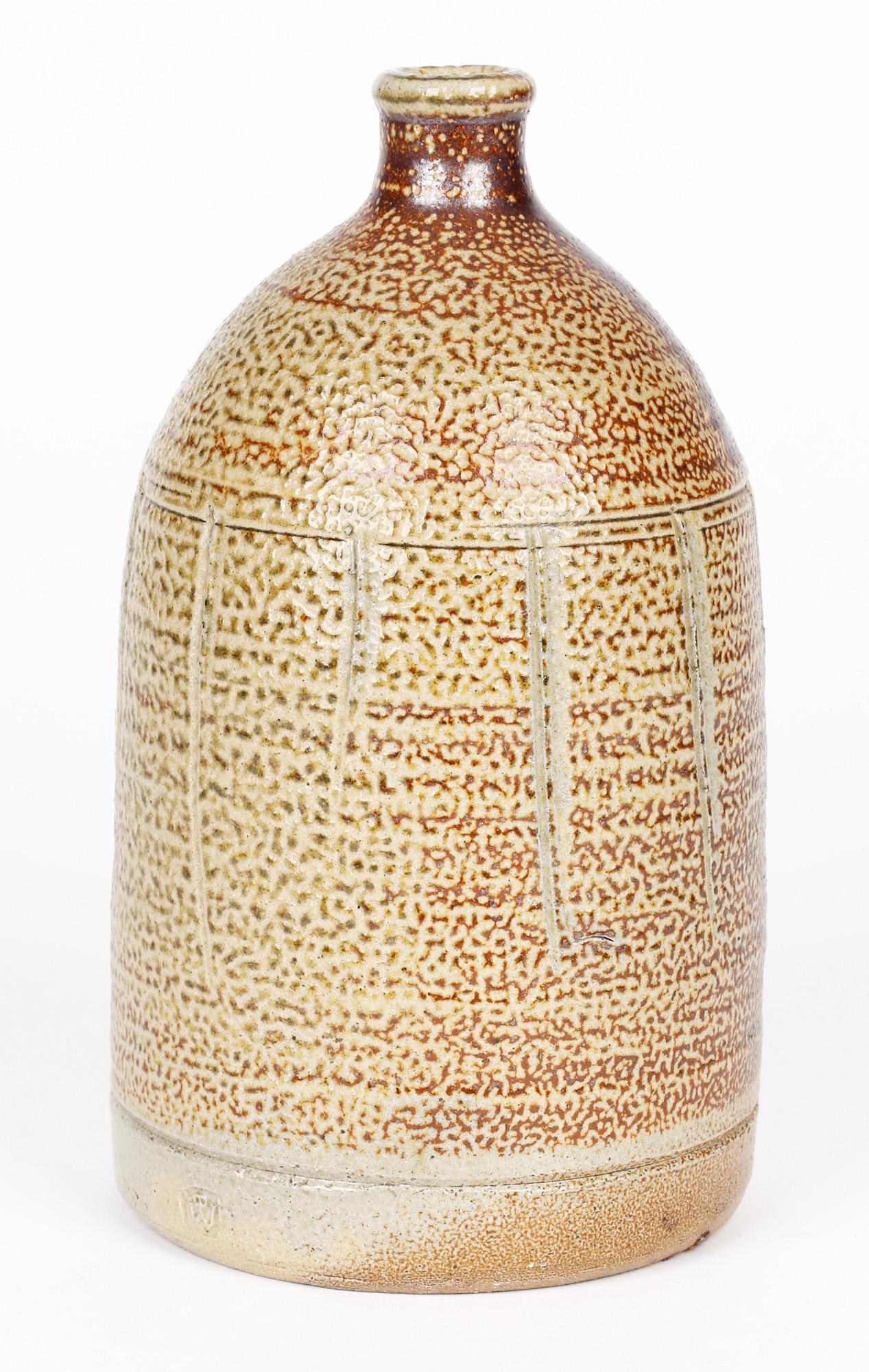 20th Century Warwick Parker English Salt Glazed Studio Pottery Bottle Vase For Sale