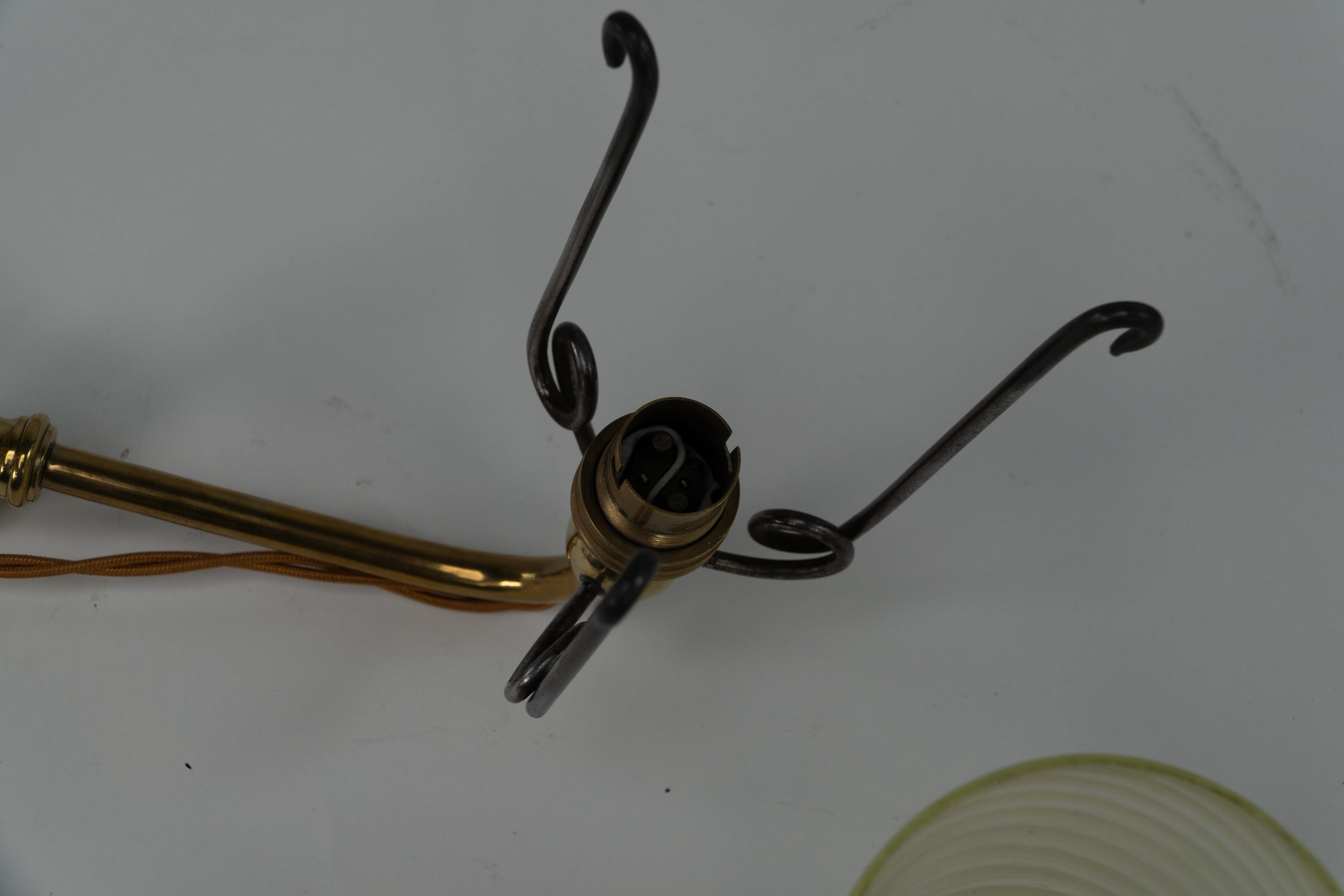 WAS Benson. A pair of copper & brass wall lights with lily pad wall back plates. For Sale 7