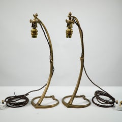 WAS Benson. A pair of tall swan necked table lamps with heart shaped base