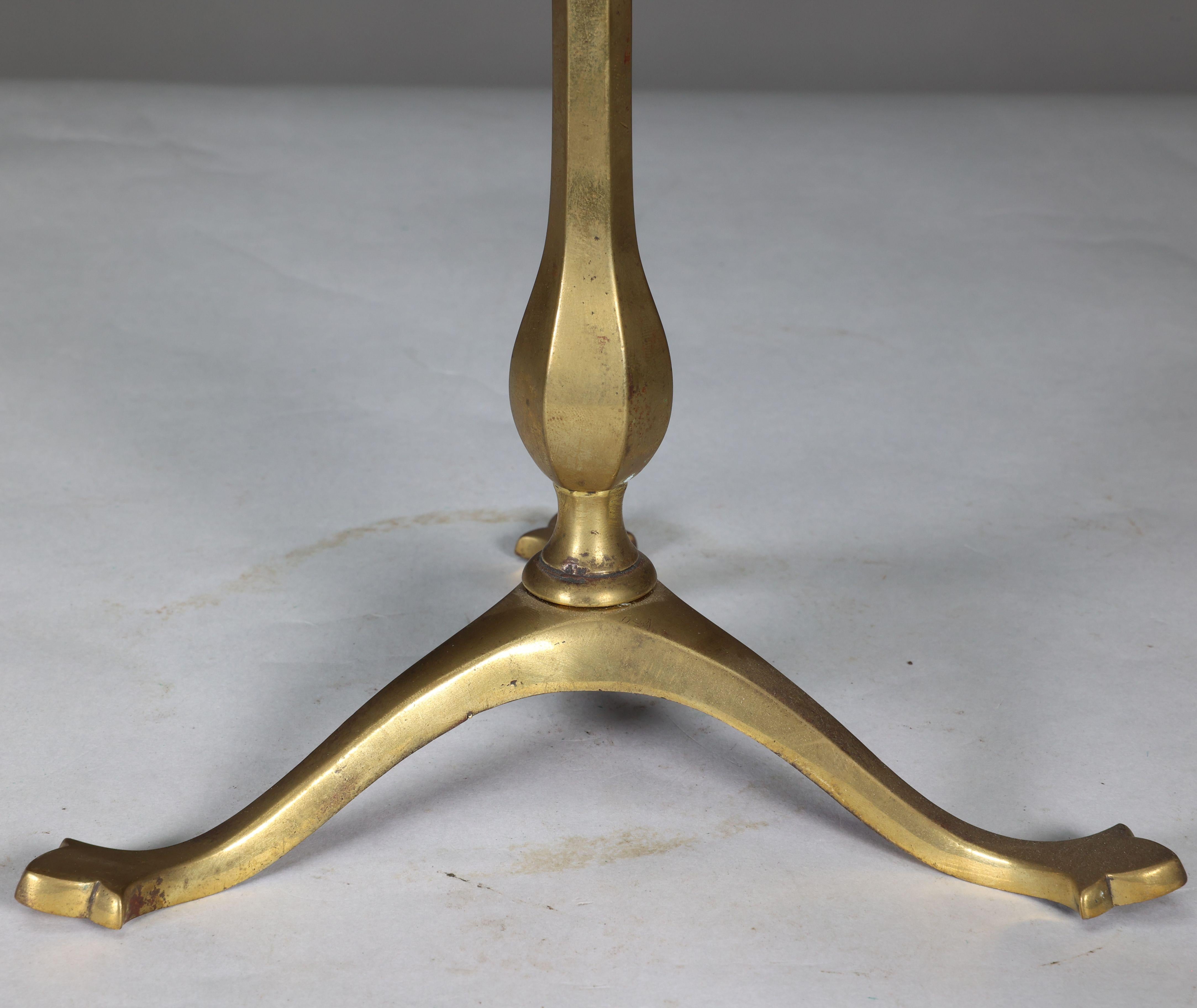 WAS Benson. An Arts and Crafts brass three leg table lamp For Sale 4