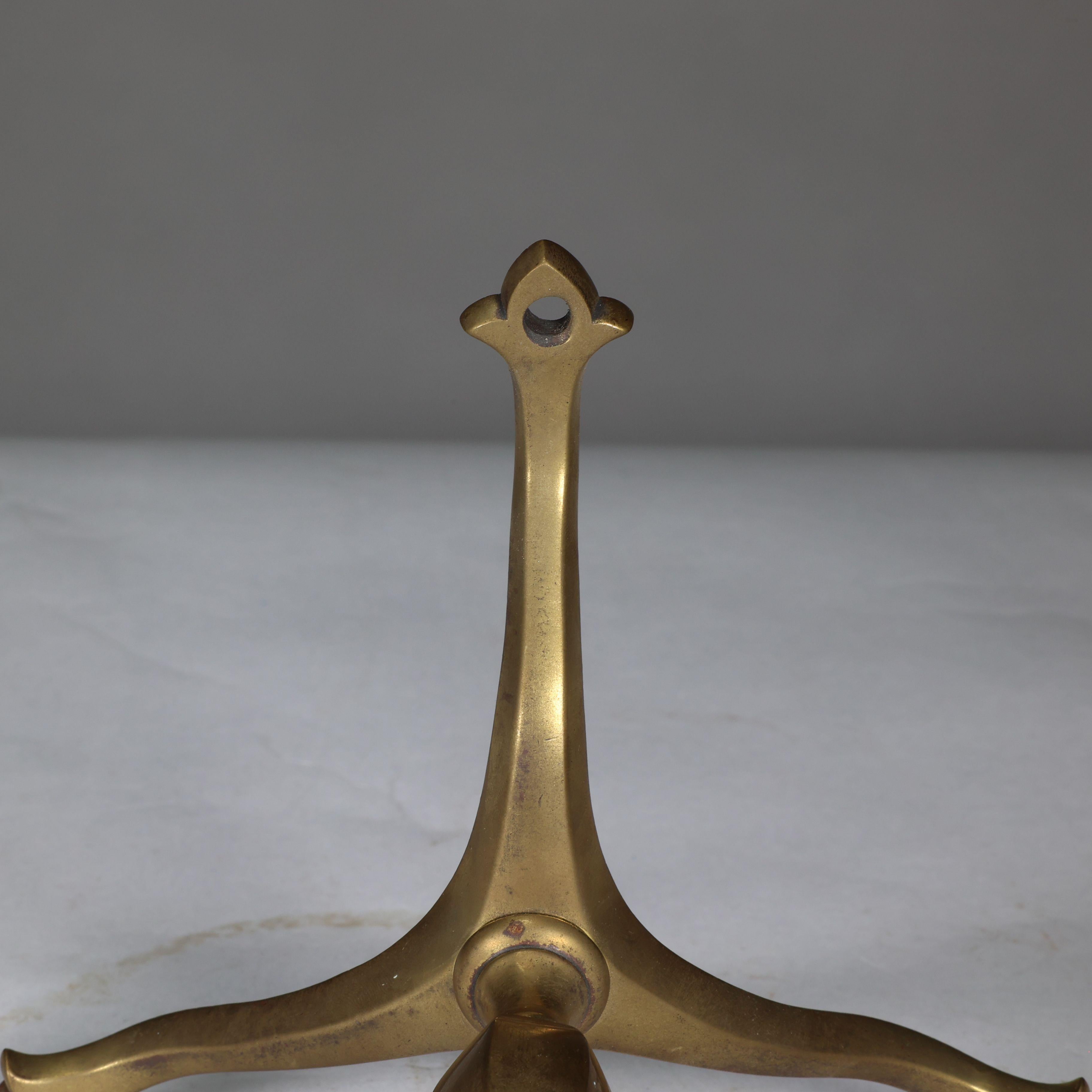 WAS Benson. An Arts and Crafts brass three leg table lamp For Sale 5