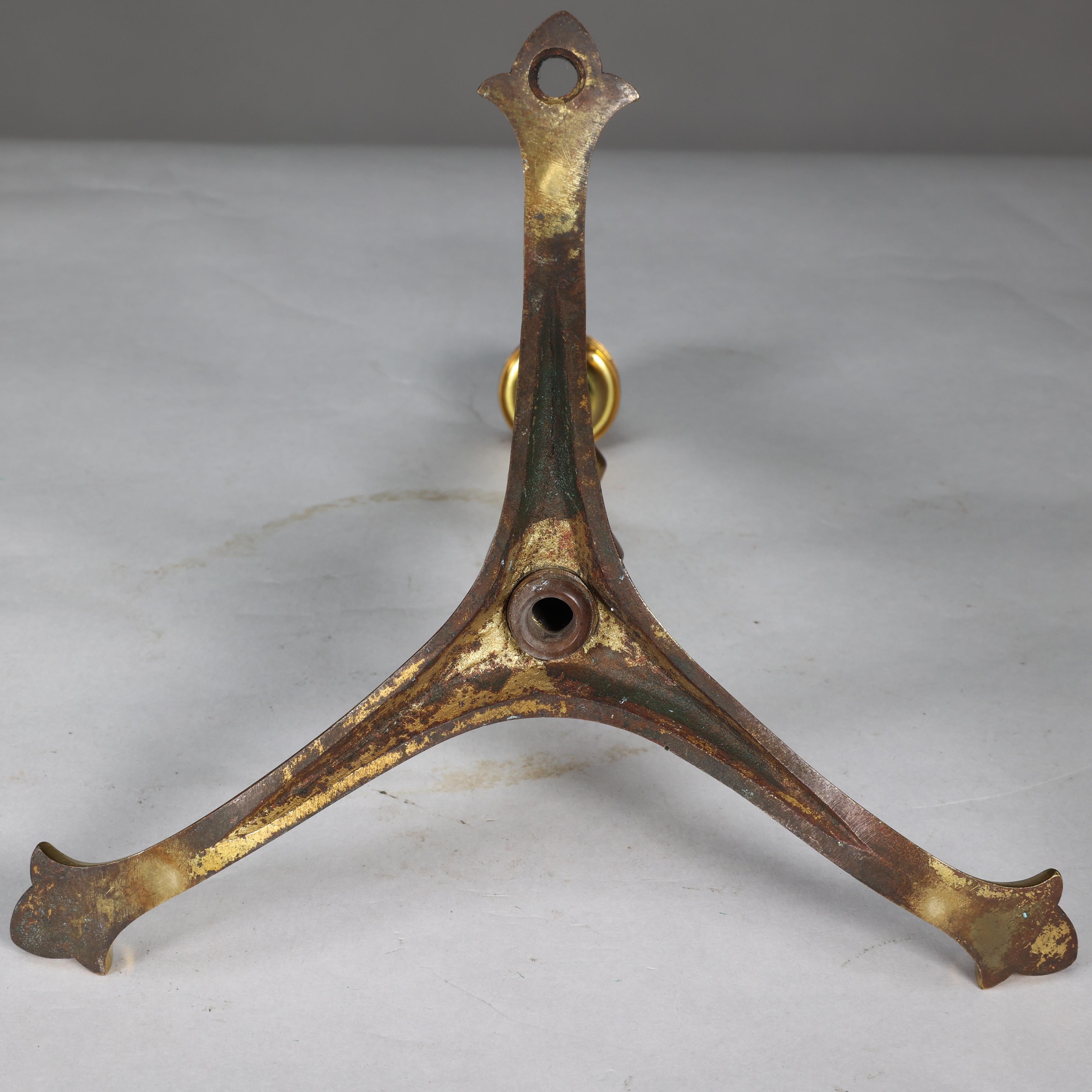 WAS Benson. An Arts and Crafts brass three leg table lamp For Sale 6