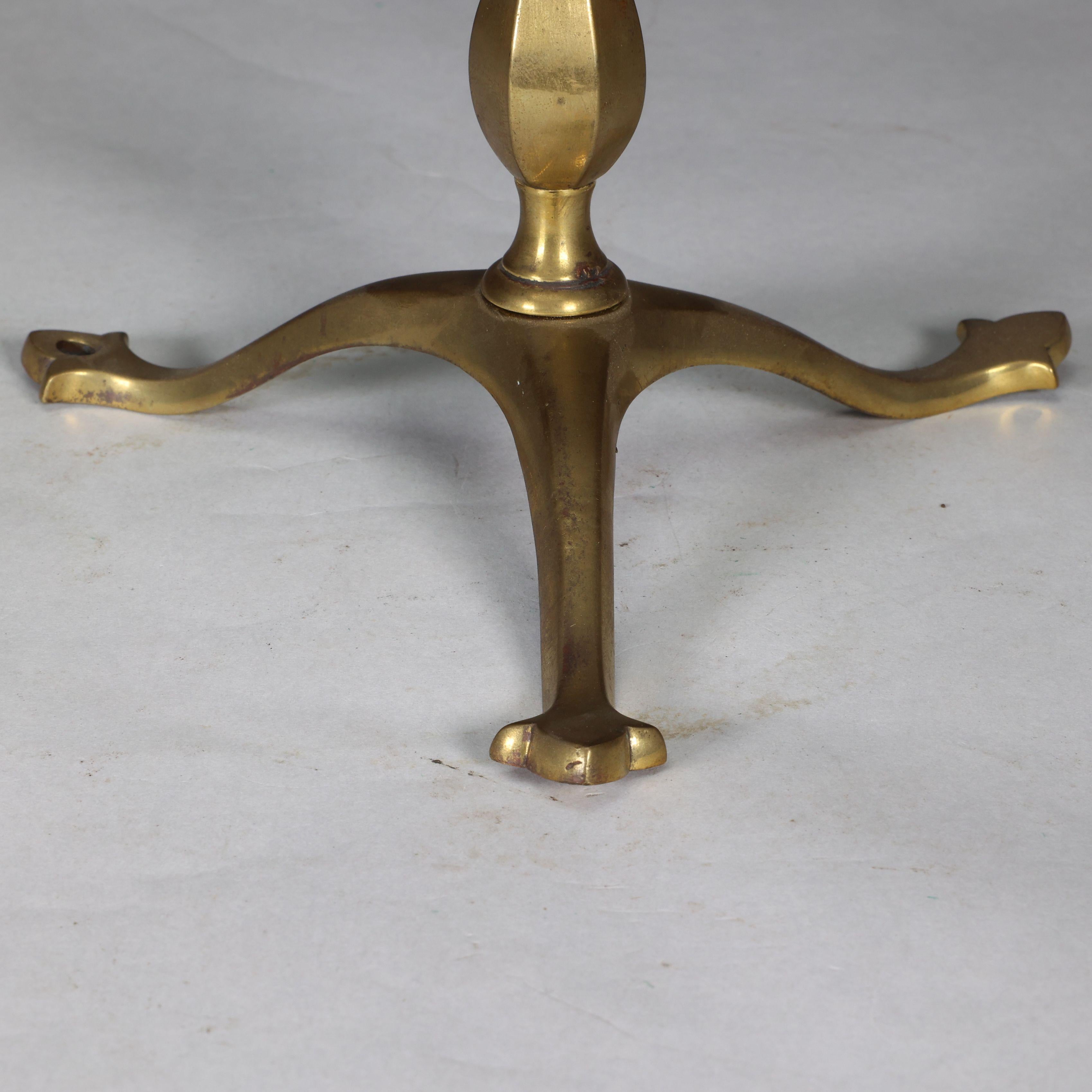 WAS Benson. An Arts and Crafts brass three leg table lamp For Sale 3