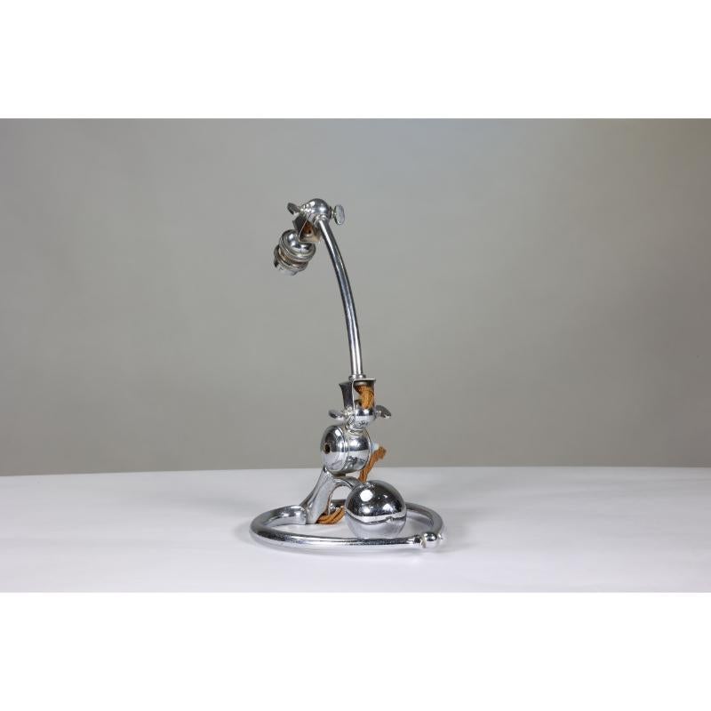 Plated W A S Benson. An Arts and Crafts chrome plated table lamp with heart shaped base For Sale