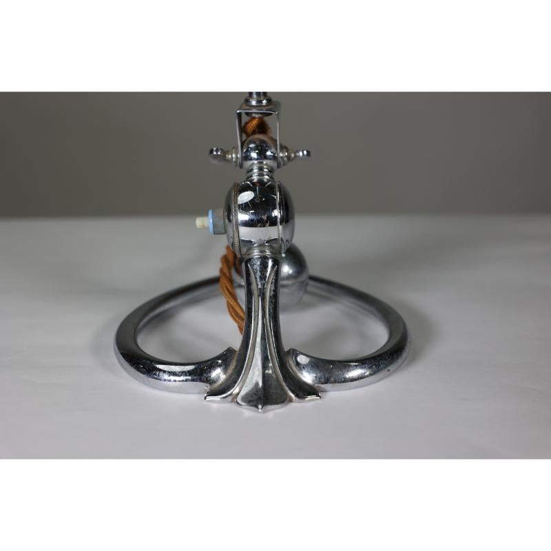 W A S Benson. An Arts and Crafts chrome plated table lamp with heart shaped base For Sale 6