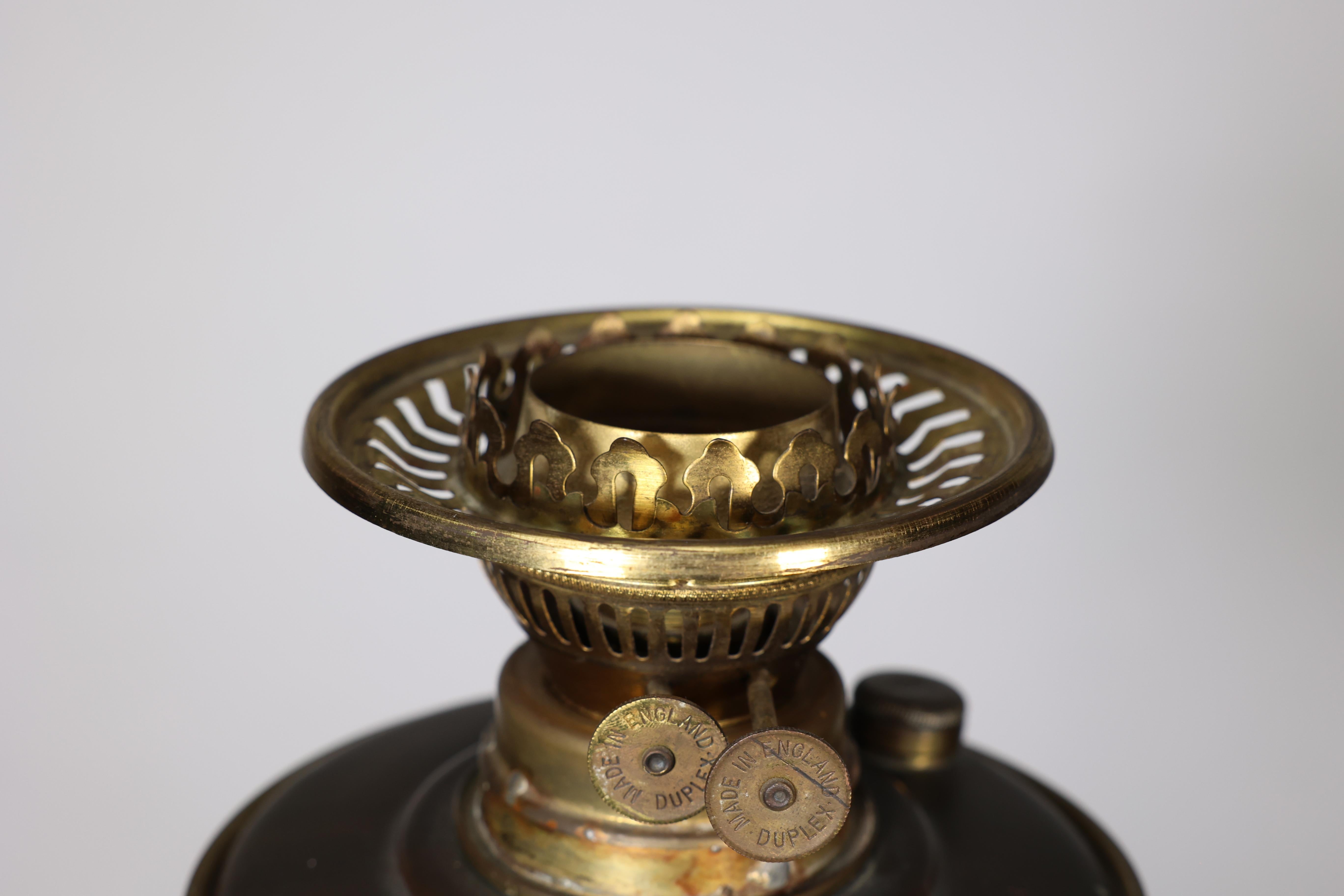 Copper WAS Benson. An Arts and Crafts copper and brass oil lamp. For Sale