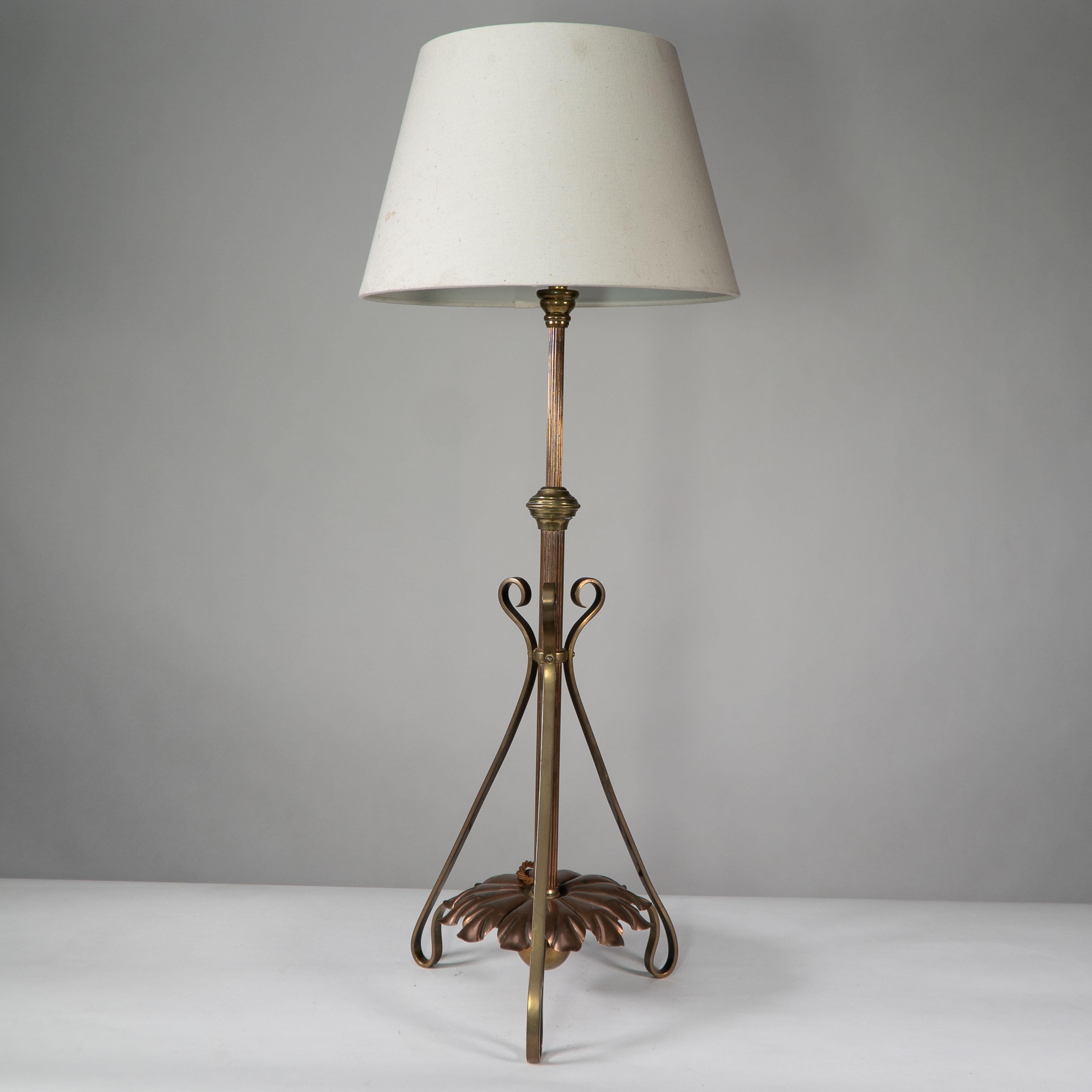 W A S Benson. A rare Arts and Crafts telescopic adjustable copper and brass table lamp. WAS Benson Catalogue number 390.
