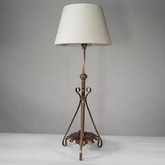 WAS Benson. An Arts and Crafts telescopic adjustable copper and brass table lamp