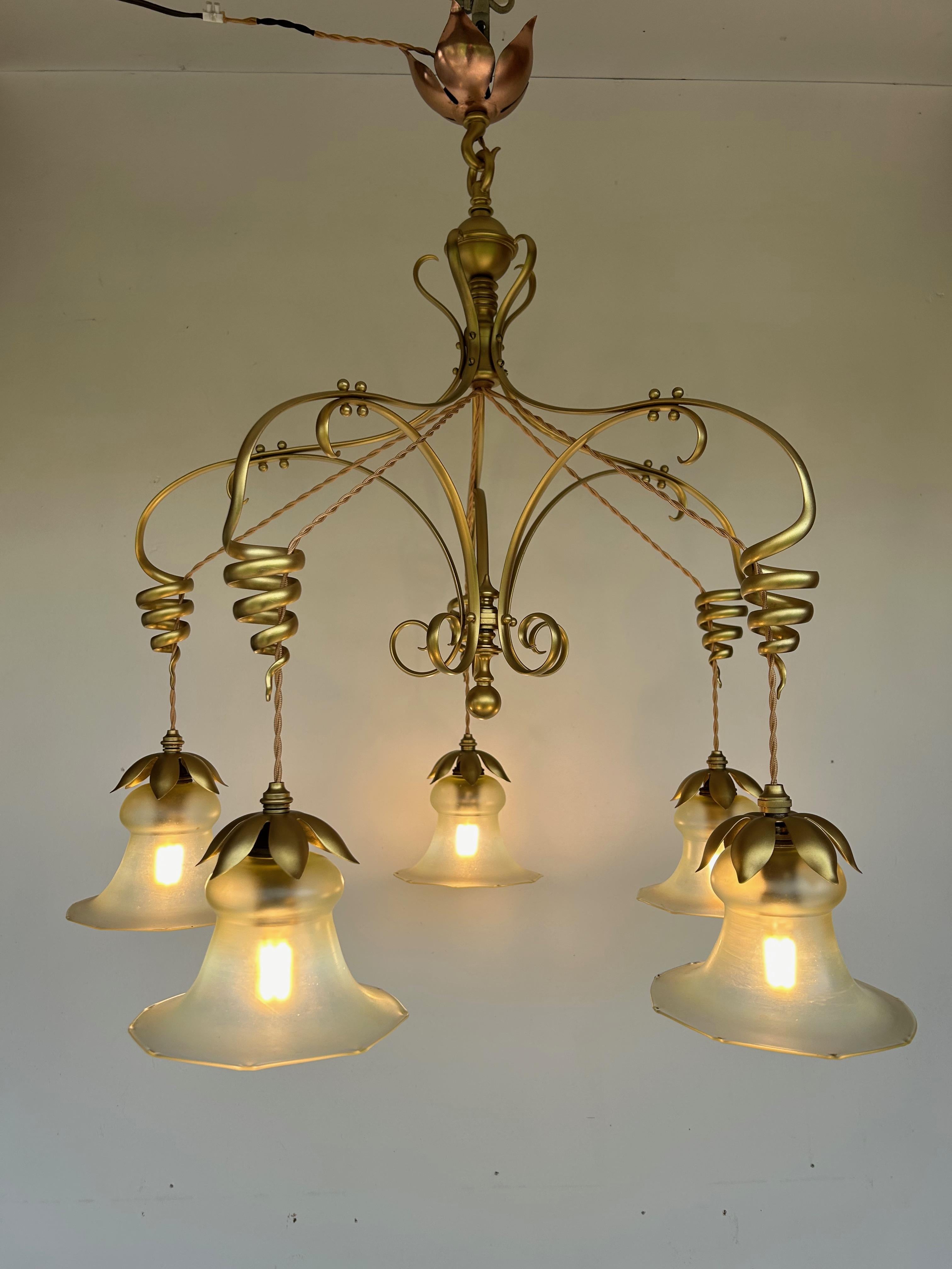 WAS Benson Art And Crafts Chandelier For Sale 3