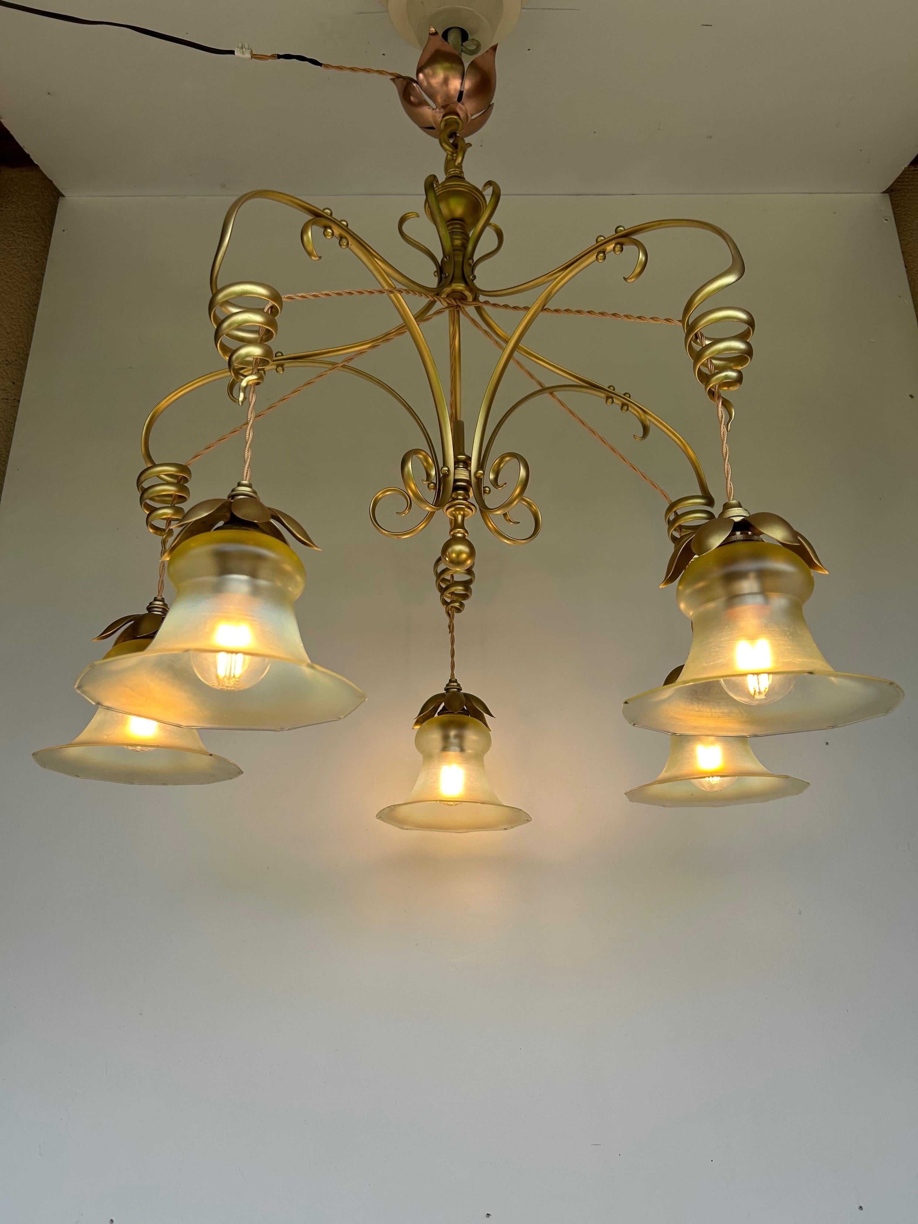 WAS Benson Art And Crafts Chandelier For Sale 4