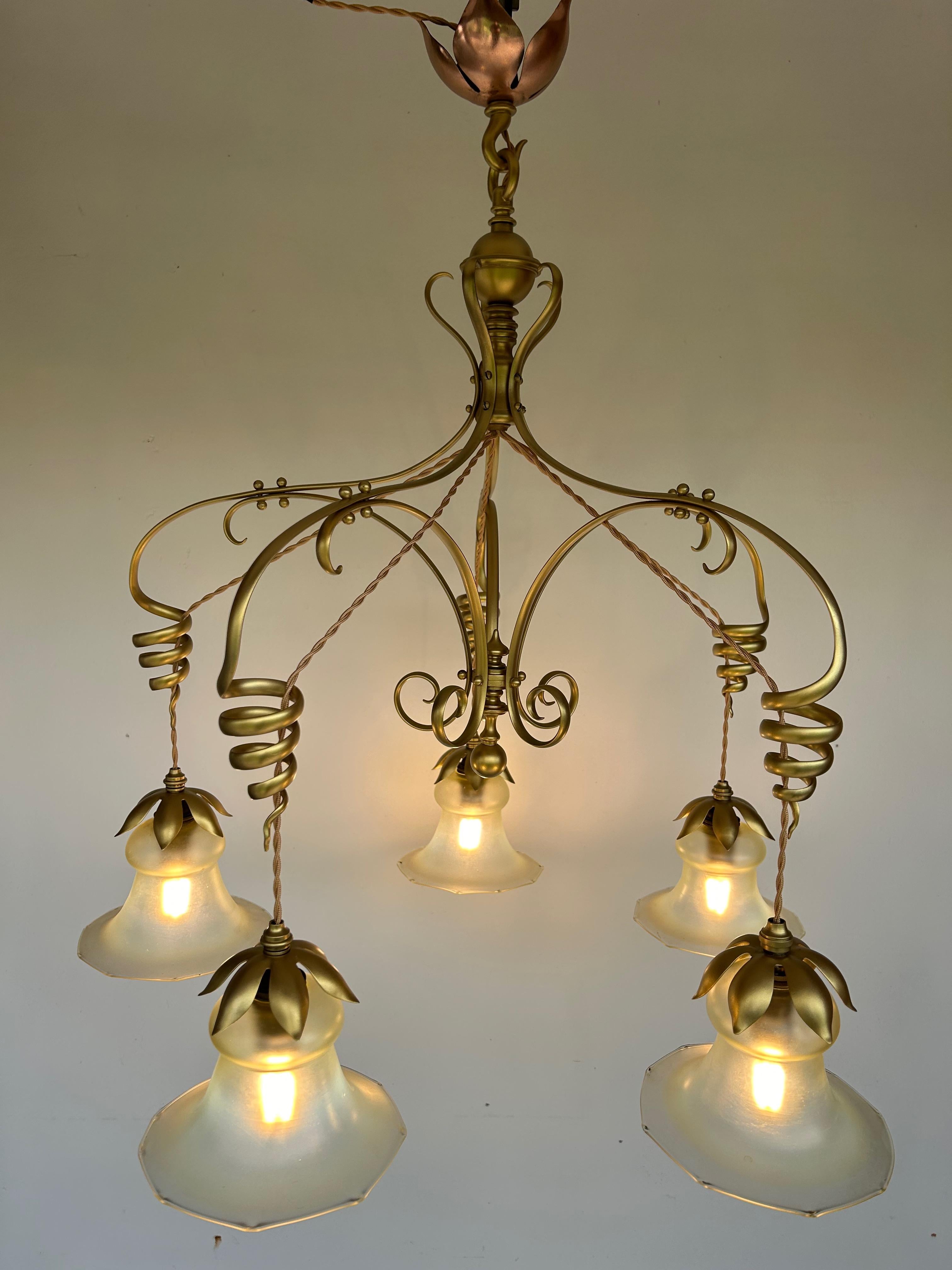 WAS Benson Art And Crafts Chandelier For Sale 5