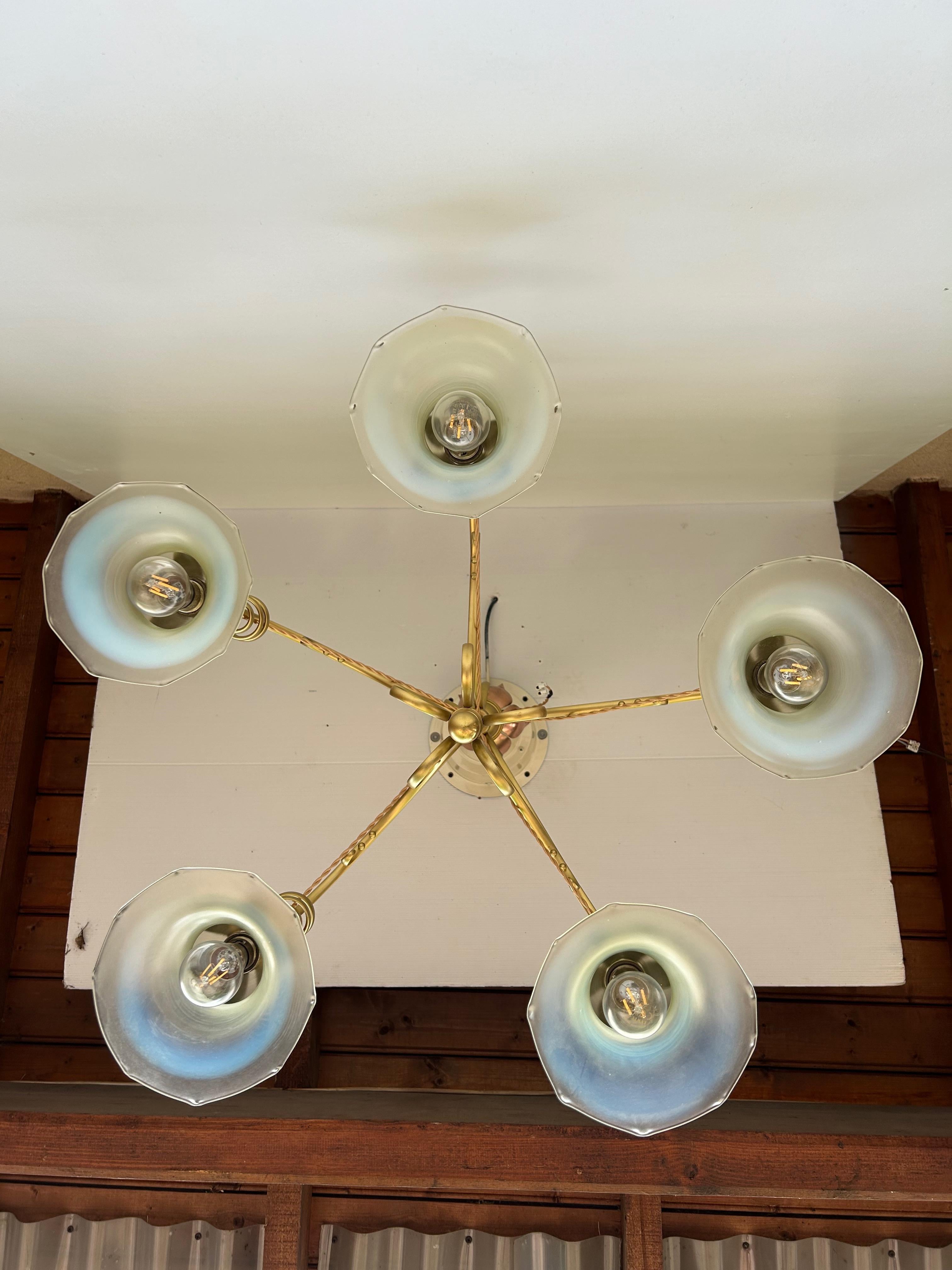 WAS Benson Art And Crafts Chandelier For Sale 6