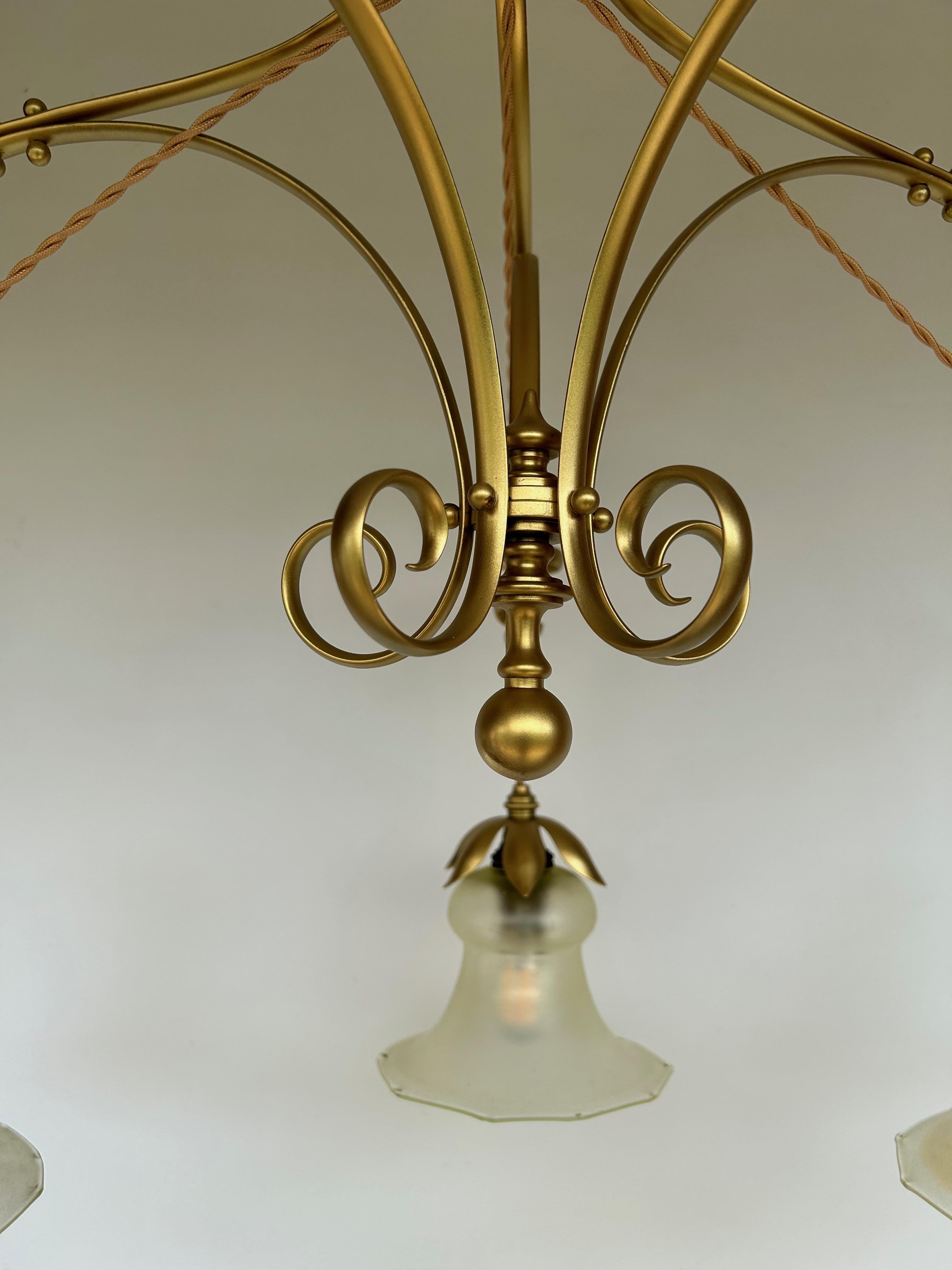 Art Nouveau WAS Benson Art And Crafts Chandelier For Sale
