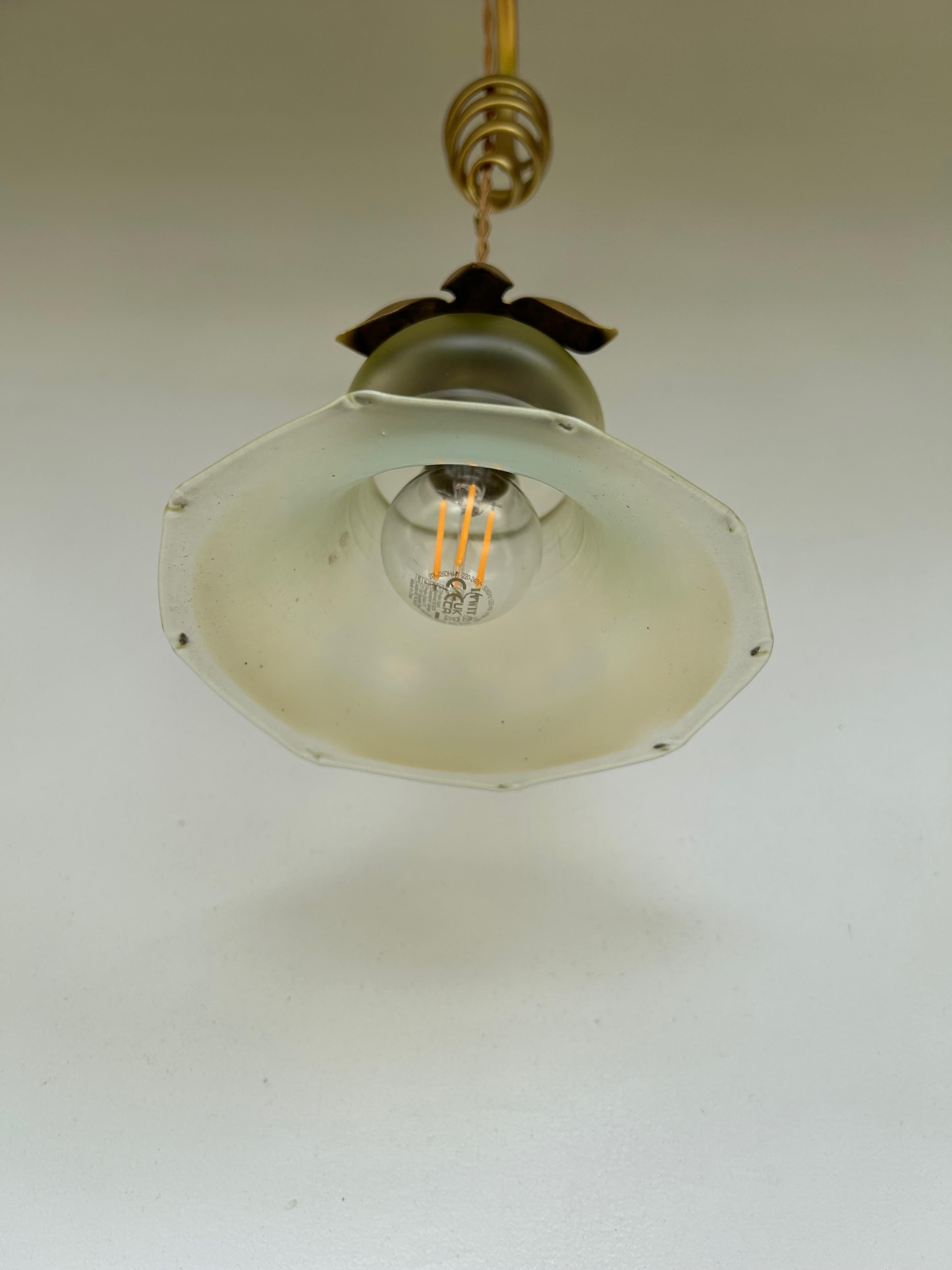 Brass WAS Benson Art And Crafts Chandelier For Sale