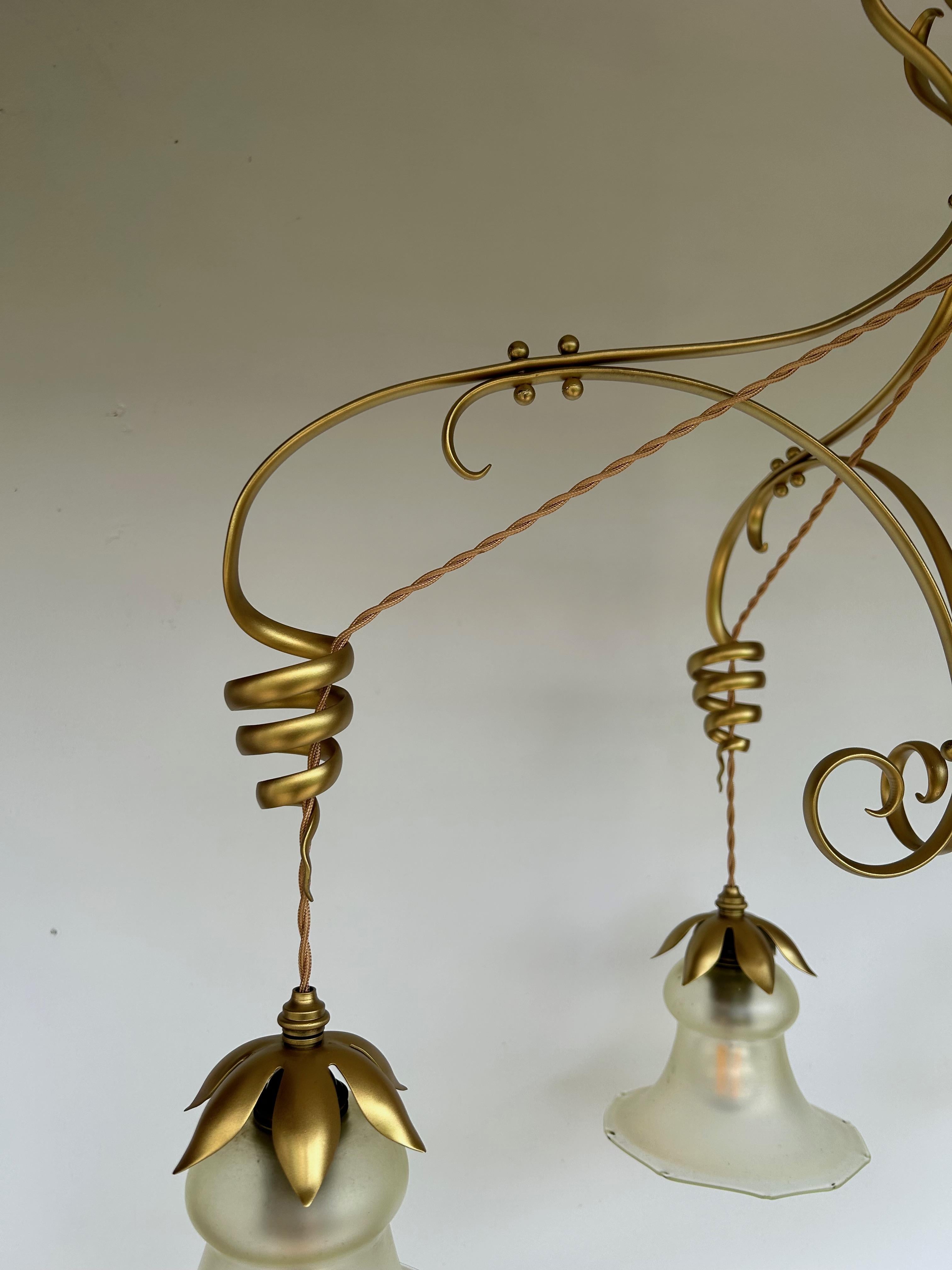 WAS Benson Art And Crafts Chandelier For Sale 1