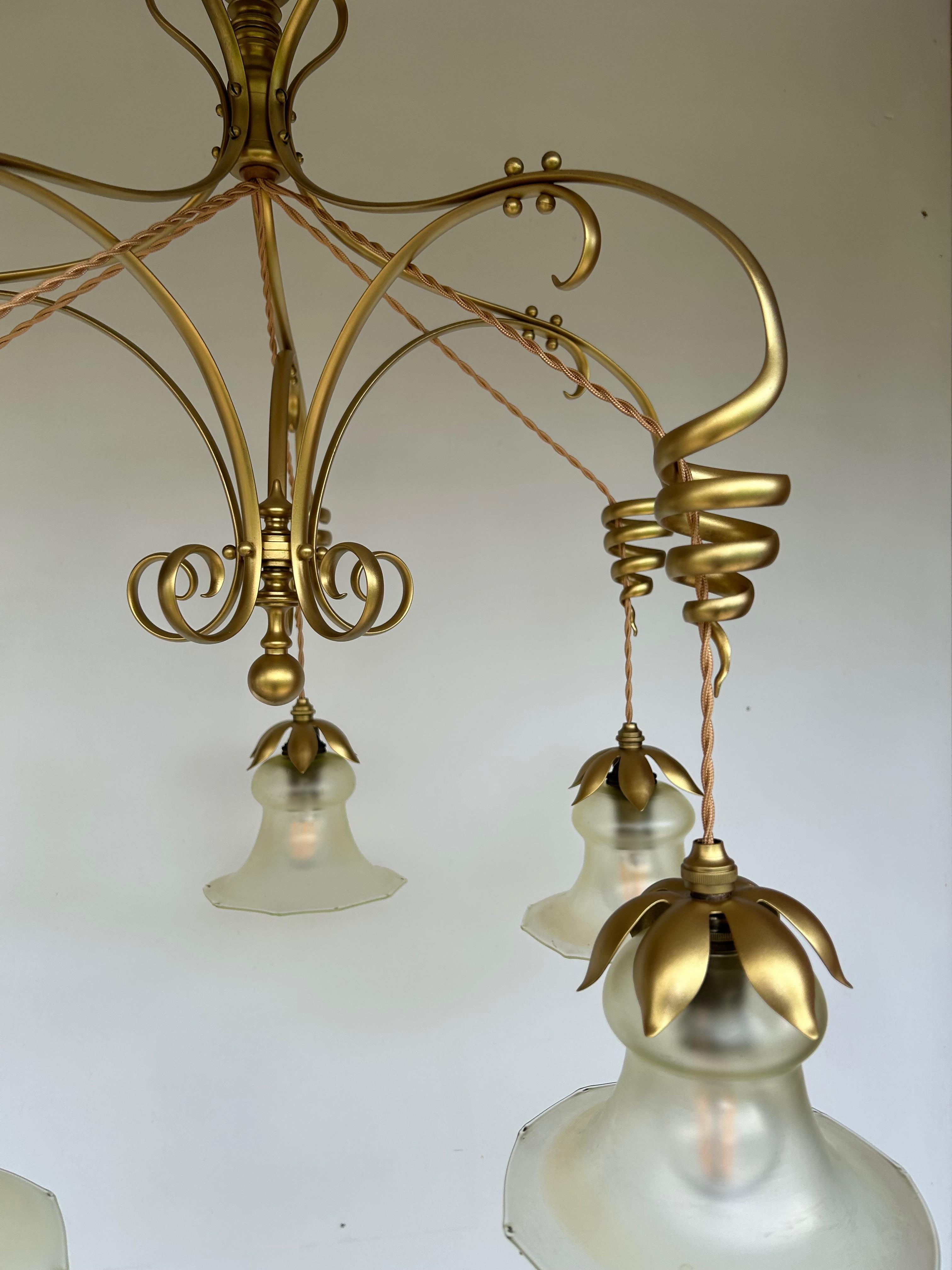 WAS Benson Art And Crafts Chandelier For Sale 2