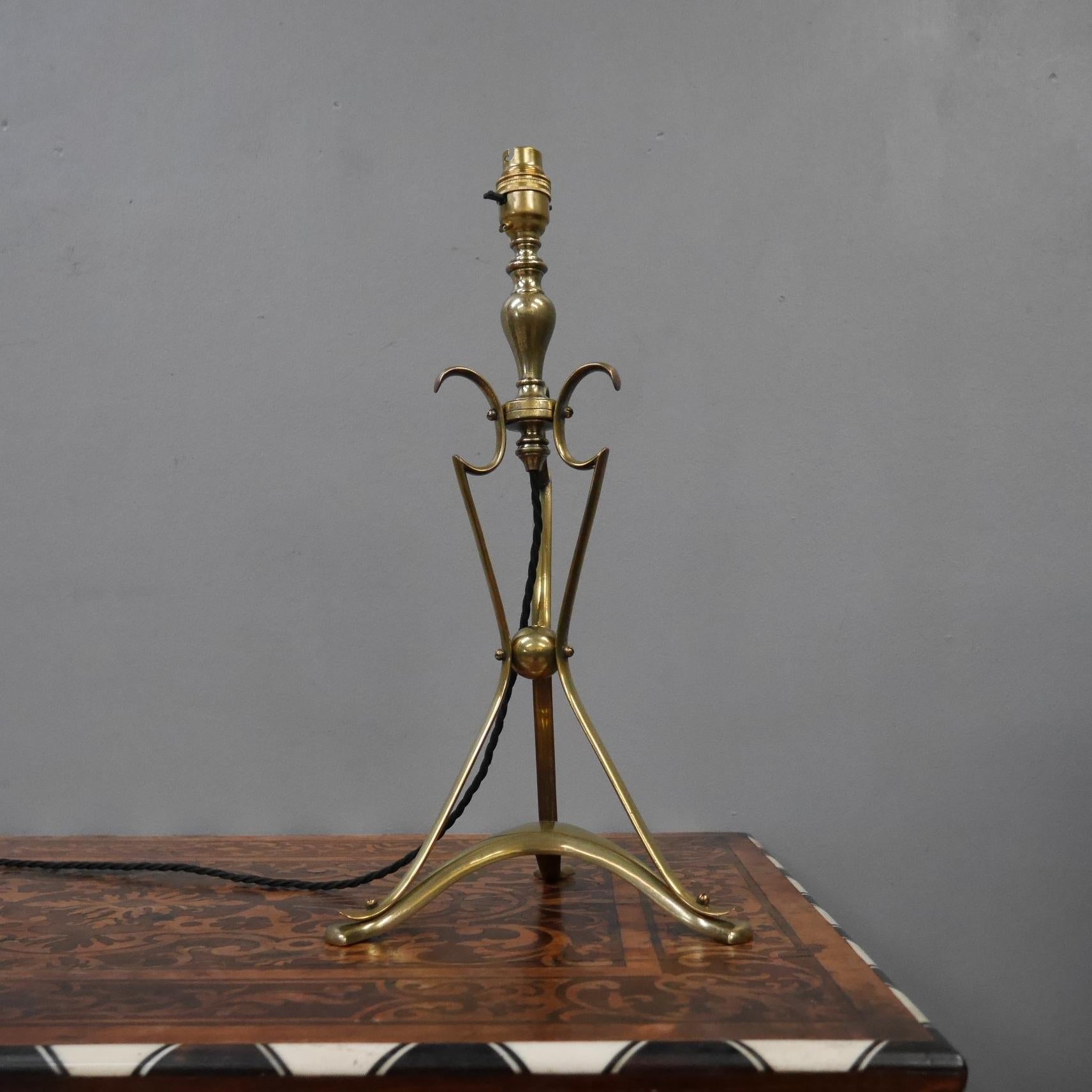 Brass WAS Benson Arts And Crafts Table Lamp c1900 For Sale