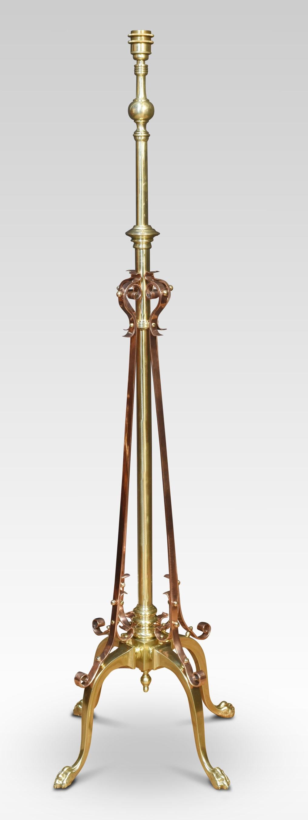 W.A.S. Benson Brass and Copper Standard Lamp In Good Condition For Sale In Cheshire, GB