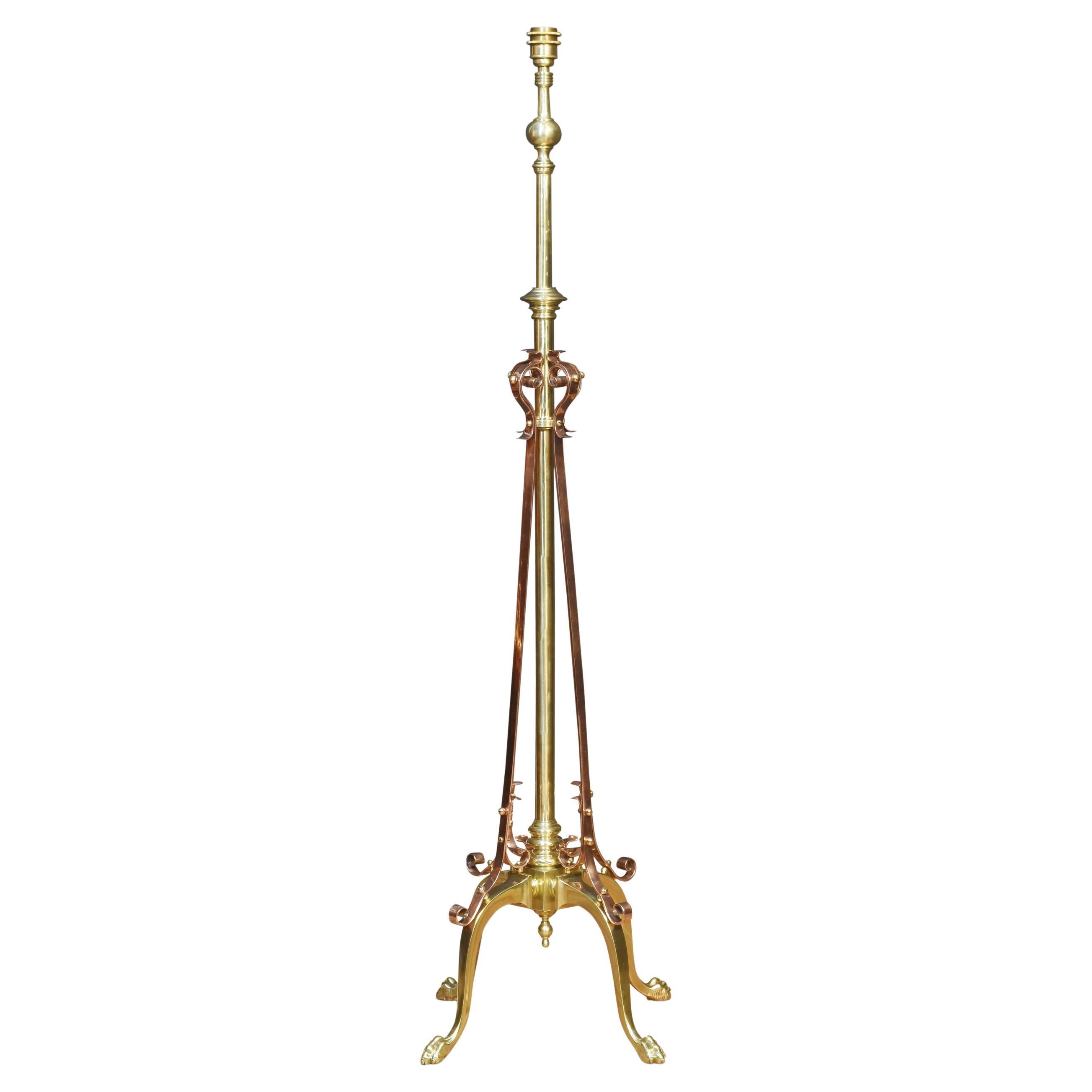 W.A.S. Benson Brass and Copper Standard Lamp