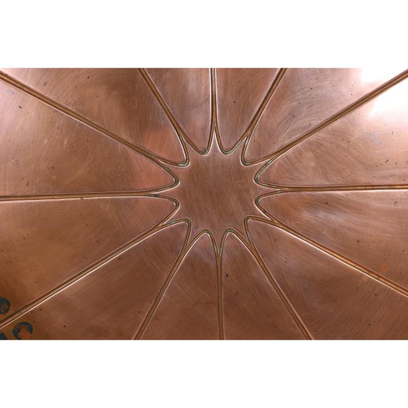 Early 20th Century WAS Benson stamped mark. A very large Arts and Crafts copper lily pad tray. For Sale
