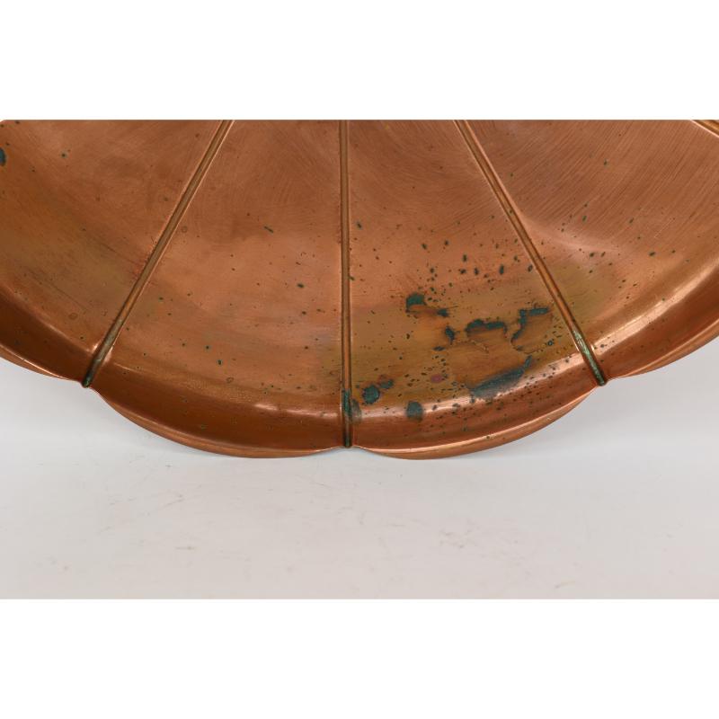 Copper WAS Benson stamped mark. A very large Arts and Crafts copper lily pad tray. For Sale