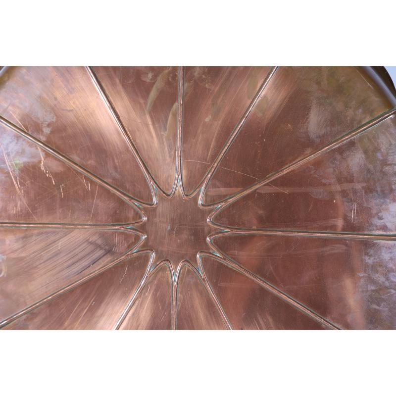 WAS Benson stamped mark. A very large Arts and Crafts copper lily pad tray. For Sale 3
