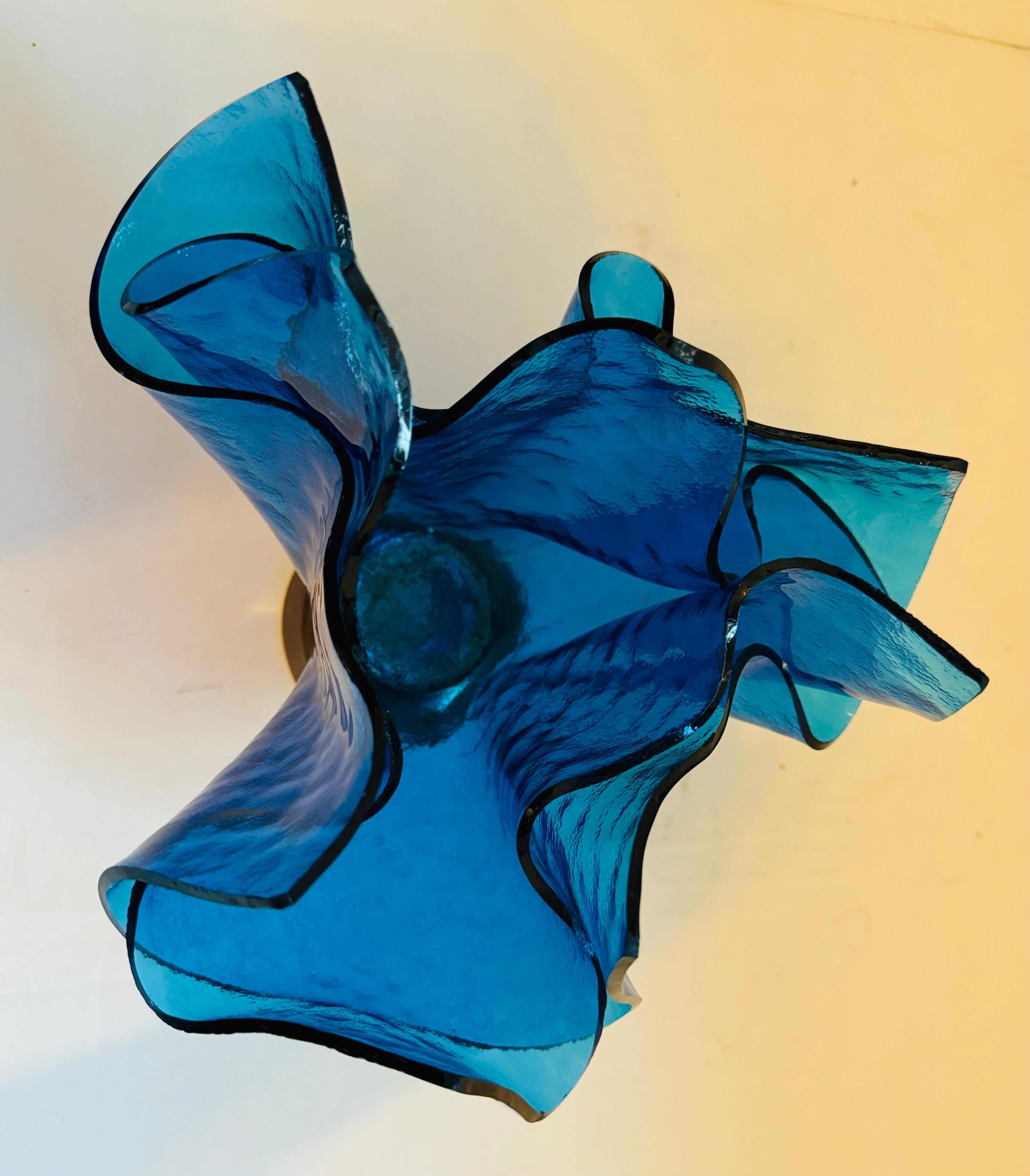Was Fedrigolli Sculptural Glass 1980s Italian Vase For Sale 4