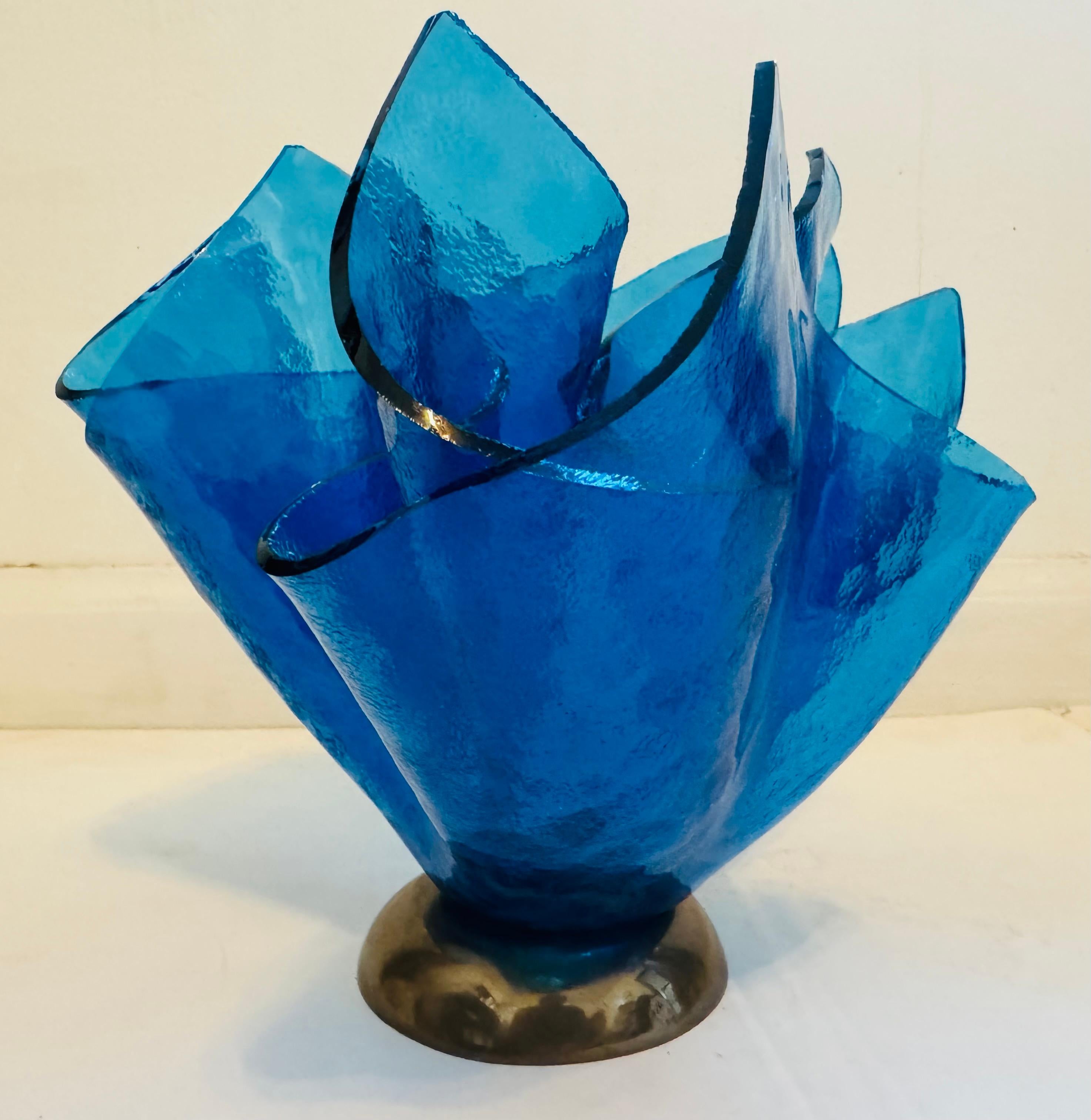 Was Fedrigolli Sculptural Glass 1980s Italian Vase For Sale 5