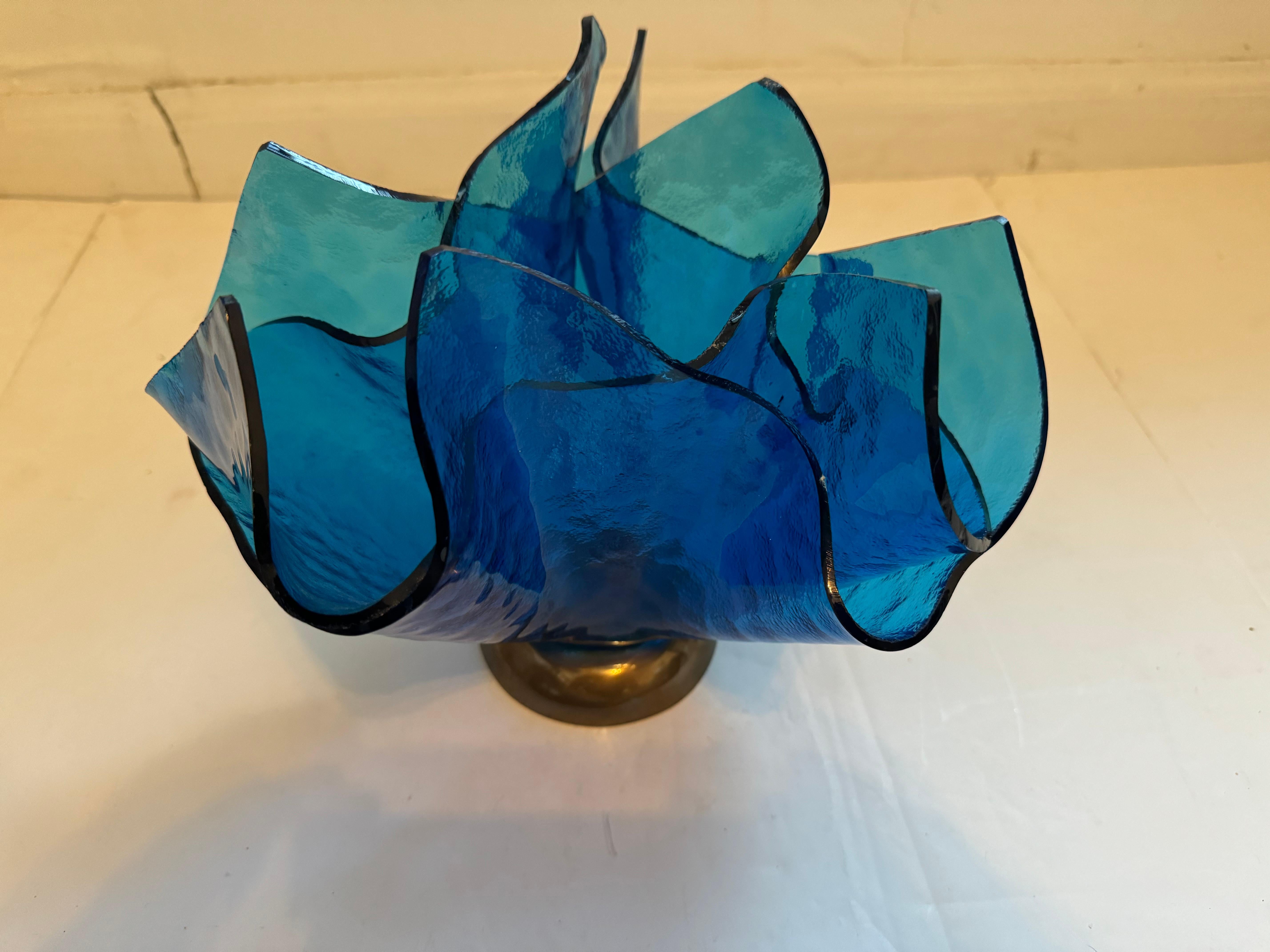 Was Fedrigolli Sculptural Glass 1980s Italian Vase For Sale 1