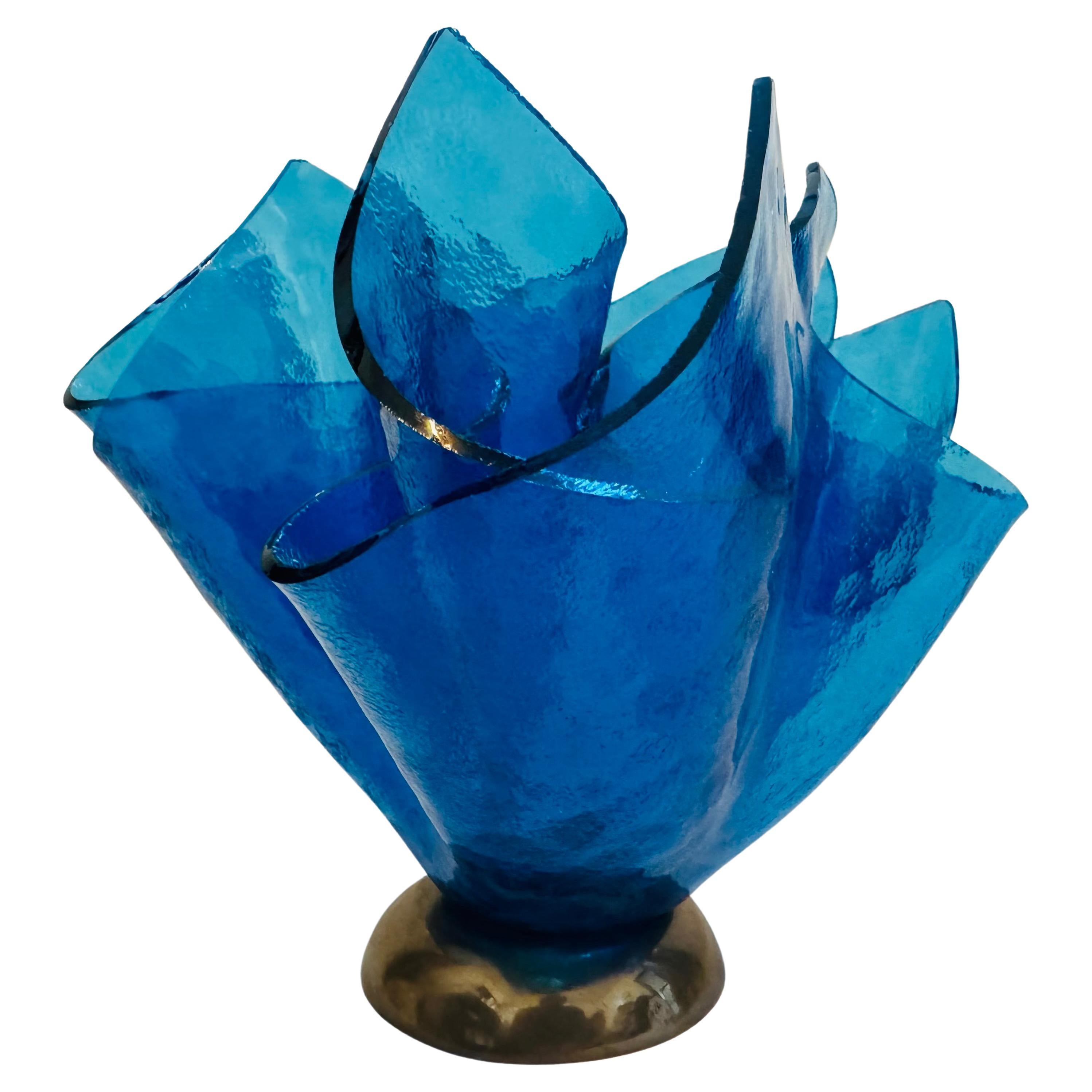 Was Fedrigolli Sculptural Glass 1980s Italian Vase For Sale