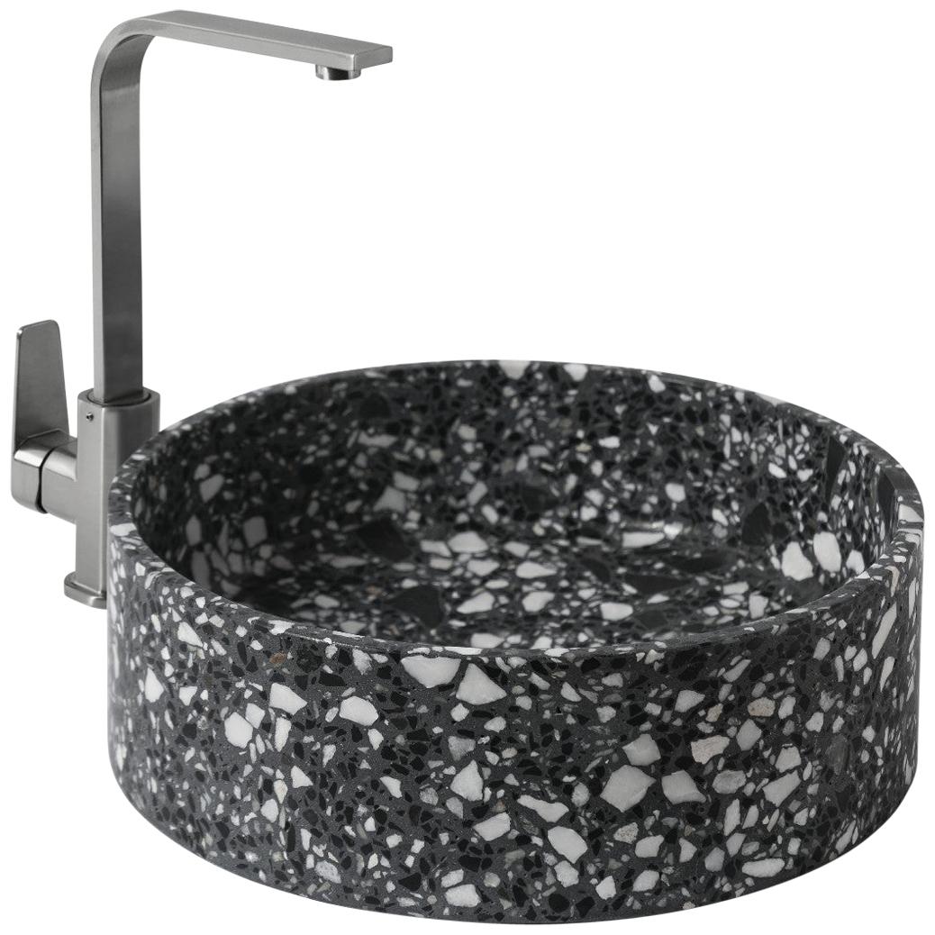 Wash Basin / Vessel Sink 'HUI' Made of Terrazzo 'black' For Sale