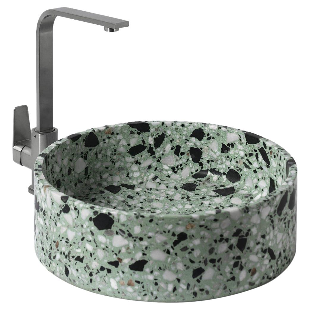 Waschbecken / Gefäßwaschbecken 'HUI' aus Terrazzogrünem Mint