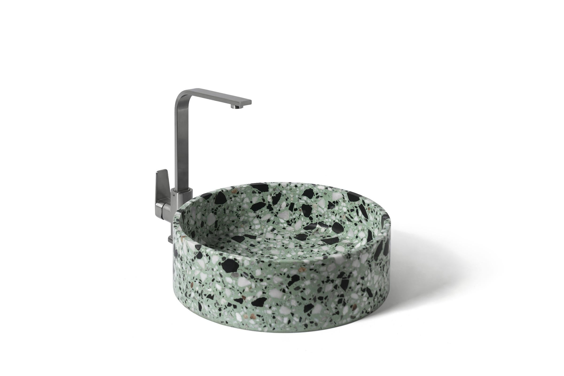 Wash Basin / Vessel Sink 'HUI' Made of Terrazzo 'Sky Blue' For Sale 2
