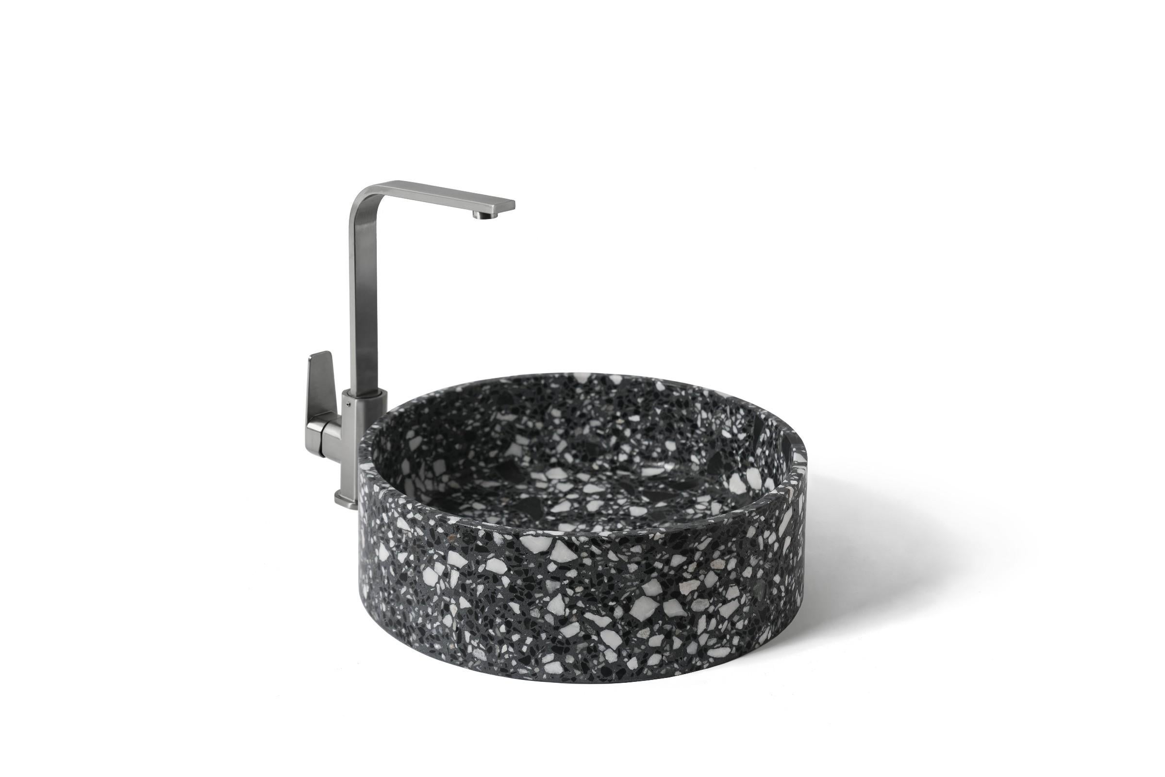 Contemporary Wash Basin / Vessel Sink 'HUI' Made of Terrazzo 'Sky Blue' For Sale
