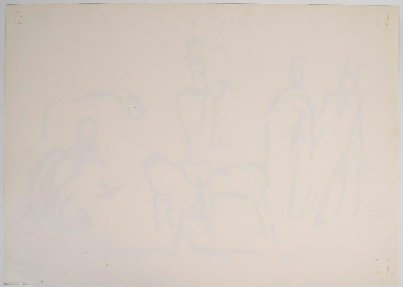 Wash Drawing by Artist Evelyne Luez on Paper, 20th Century. For Sale 1
