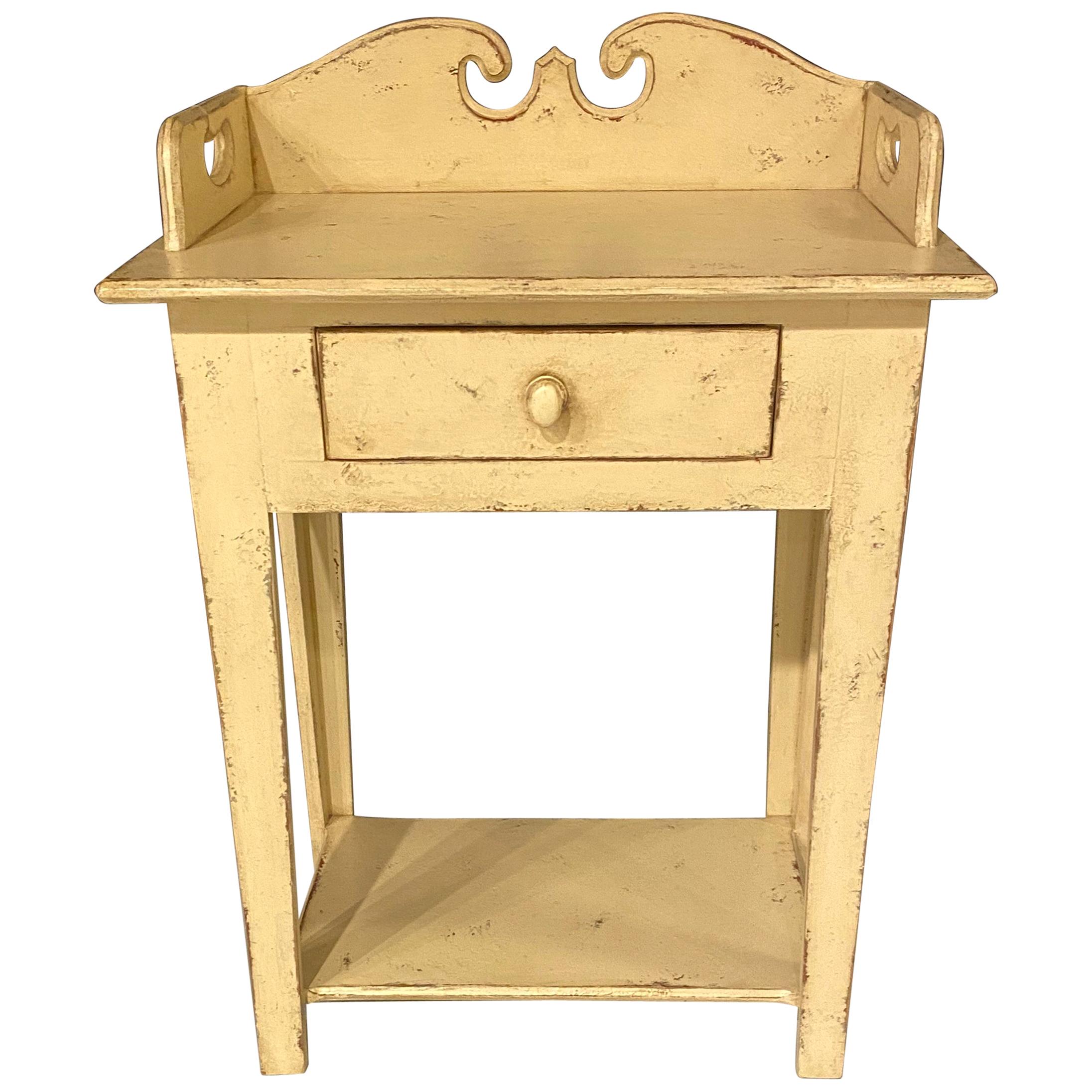 Wash Stand, Country Style, Worn White Paint Finish, Solid Pine by Eddie West For Sale