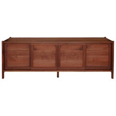 Crédence à quatre portes Washburn Mid-Century Style Walnut Solid Wood