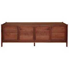 Washburn Mid-Century Style Walnut Solid Wood Four Door Credenza 