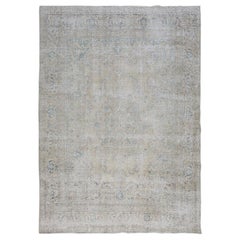 Washed and Worn Down Vintage Persian Tabriz Pure Wool Hand Knotted Oriental Rug